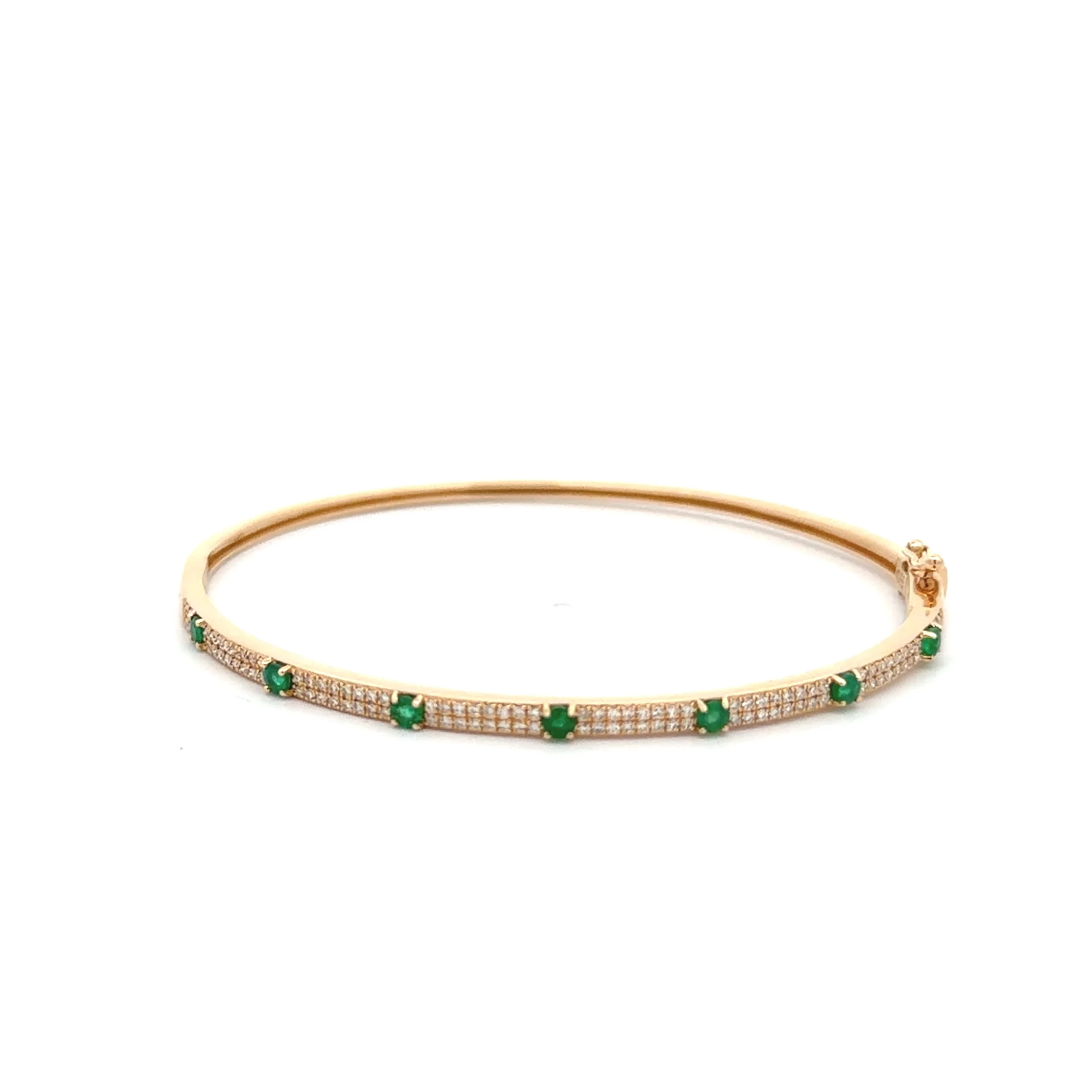 Pave Diamond & Emerald Bangle