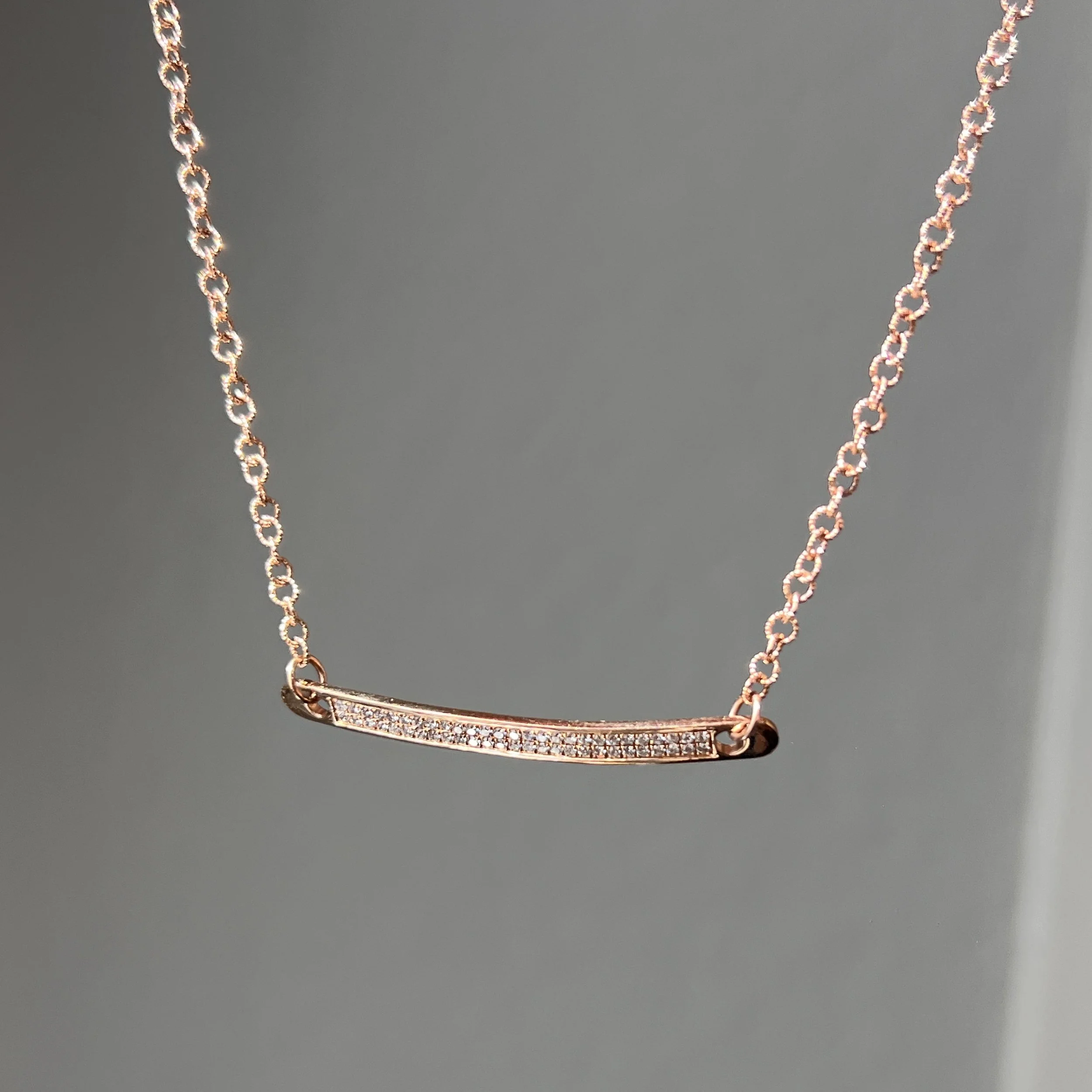 Rose Gold Diamond Bar Necklace