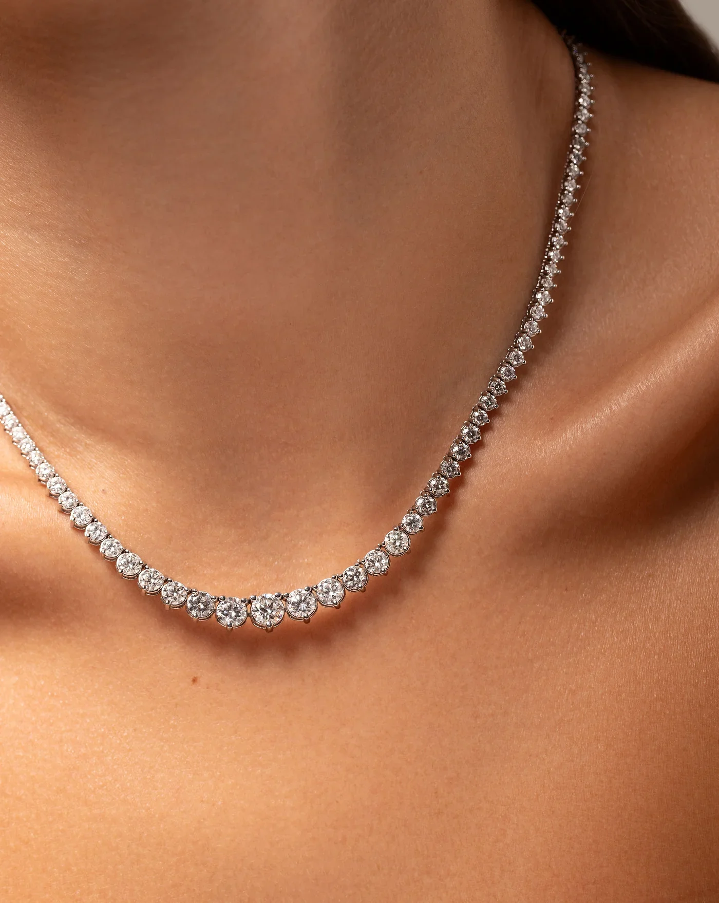 10 Carat Natural Riviera Tennis Necklace