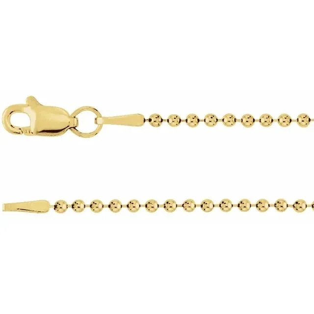 Hollow Beaded Yellow Gold Chain