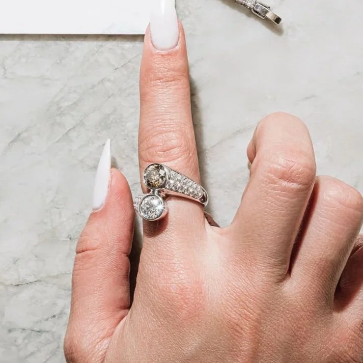 Bypass Natural Diamond Congac Ring