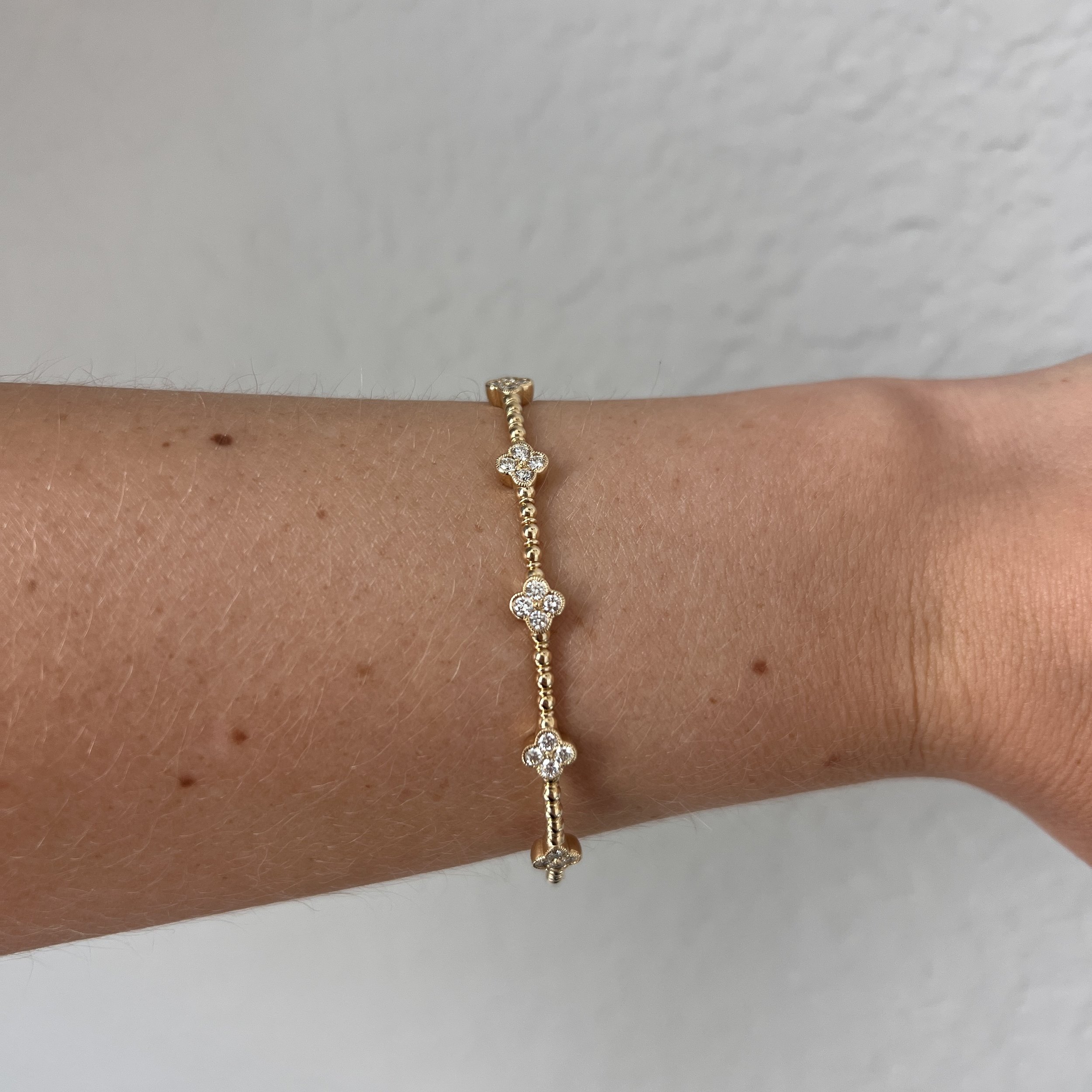 Yellow Gold Clover Diamond Flexi Bangle Bracelet