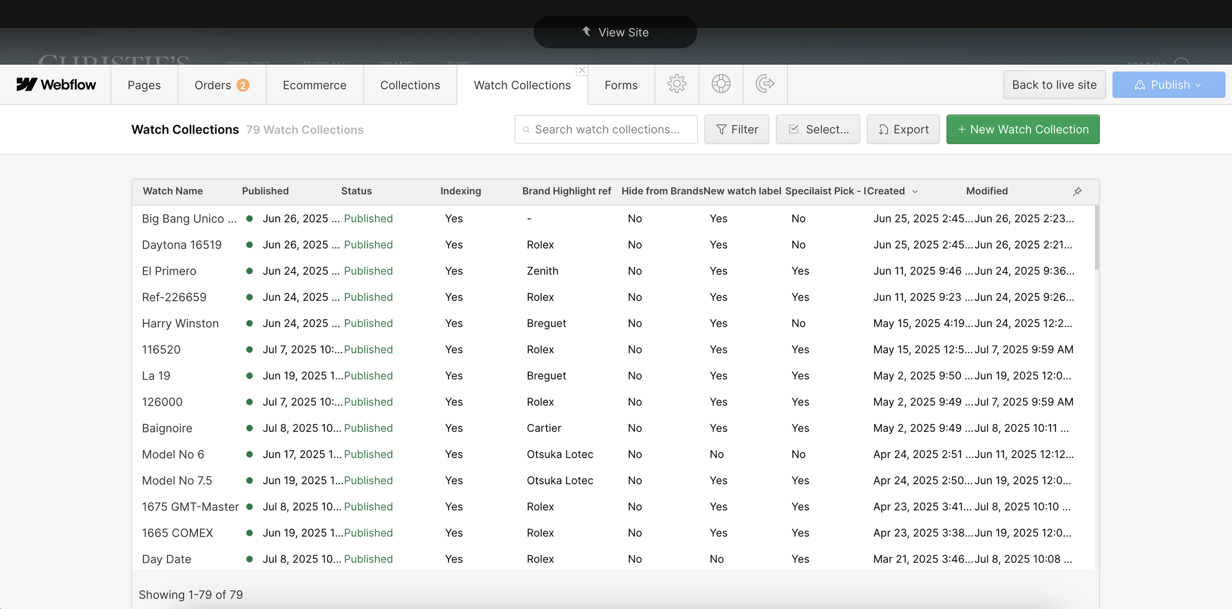 Content framework implementation on Webflow CMS