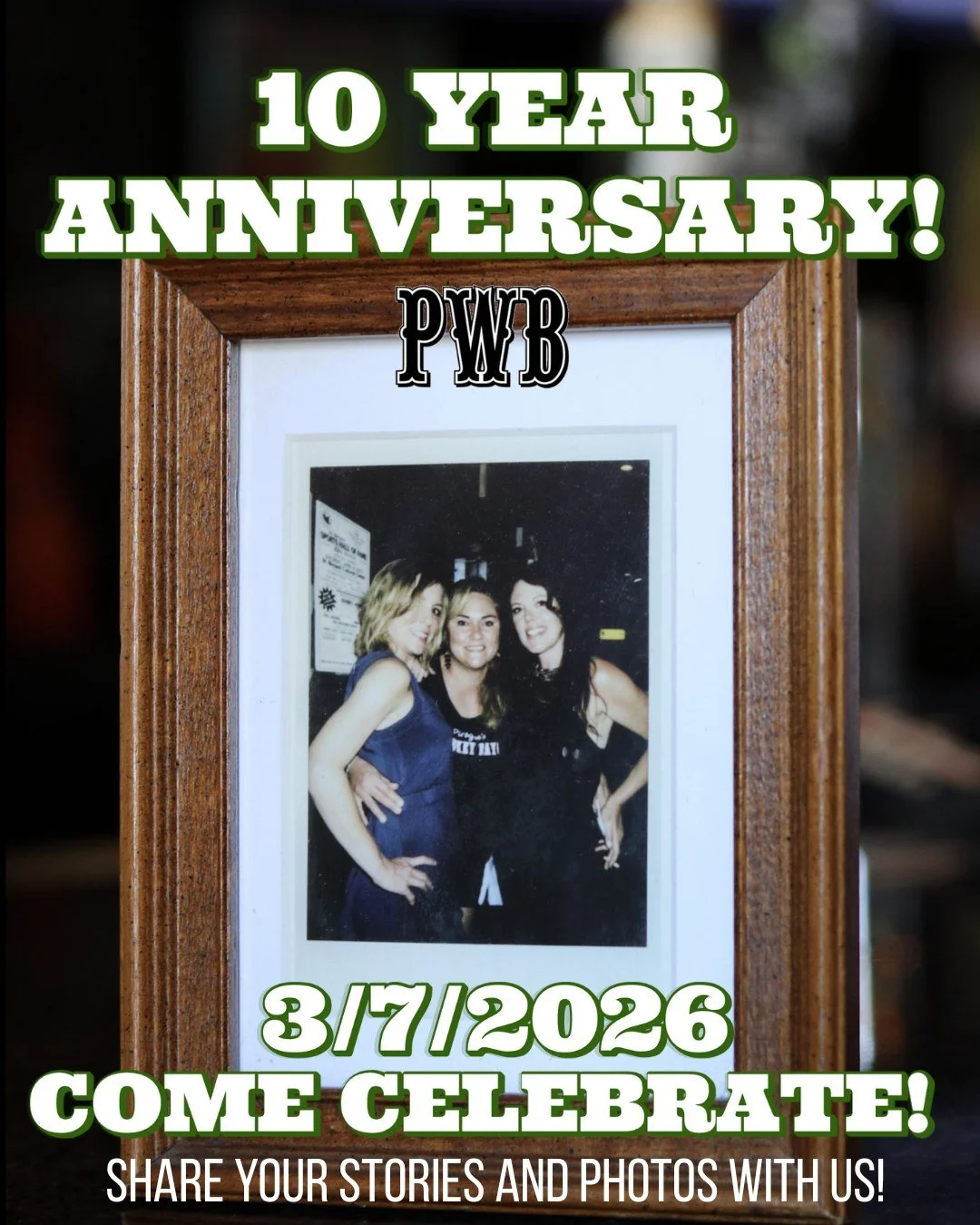 🤯CAN YOU BELIEVE IT'S BEEN TEN YEARS???

🚨SAVE THE DATE! March 7th! 4pm til it's over. We&rsquo;re going to have multiple bands (stay tuned for big surprises!!!), crawfish, and more!!!

📸We need your help to remember some things! If you have any f