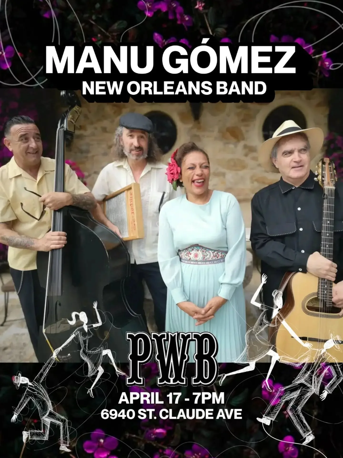 💃Come swing in the backyard with the @manu_gomez_new_orleans_band 🕺

Check out their music on Spotify or Youtube.

Show starts at 7pm, April 17, which is a Friday night. The backyard bar will have all your favorite beverages, @lasazona.kitchen will