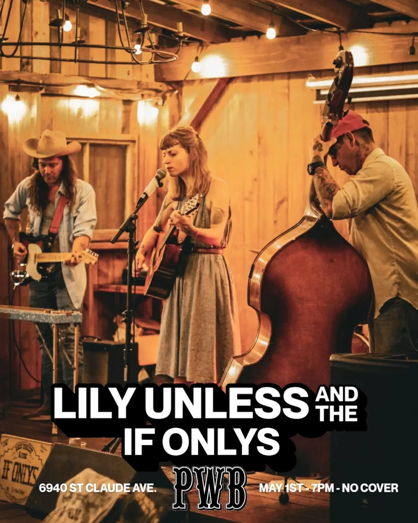 🐊Swampy Tonk night at PWB!🐊

🎸Friday, May 1st, @lilyunlessandtheifonlys returns to the PWB backyard stage, 7pm.

@lasazona.kitchen will be cooking til late and we&rsquo;ll be serving drinks til 2am.&nbsp;

#livemusic #neworleansbar
