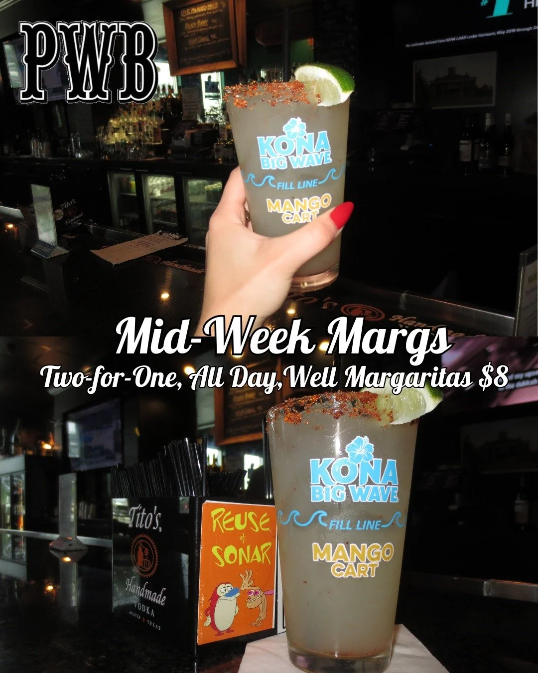 Mid-Week Margs is here, y'all! ☀️

Stop by anytime today for our weekly marg special, where you can get two-for- one well margaritas for just $8! 

#pwb #tequilalover
