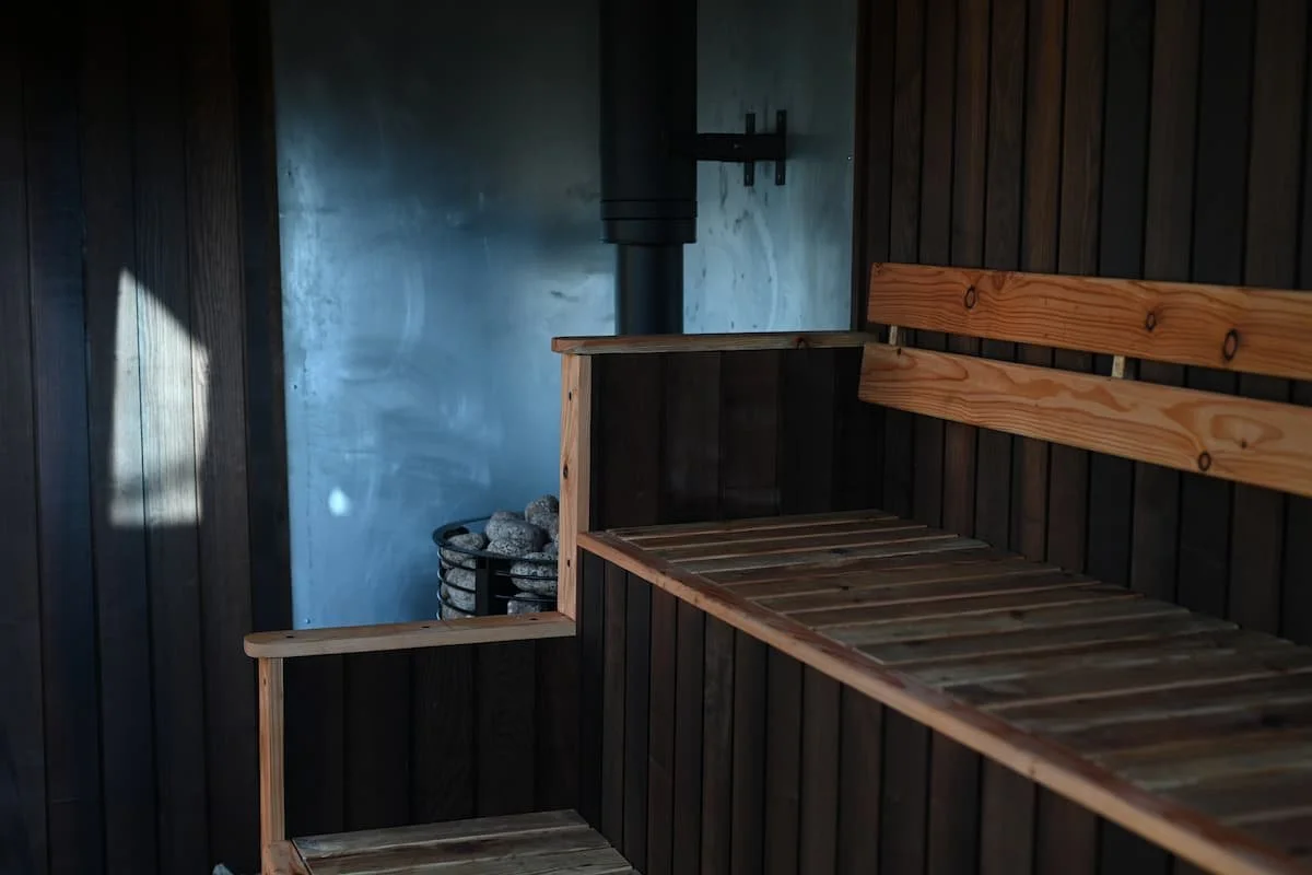 The interior of a high-quality wooden sauna custom built