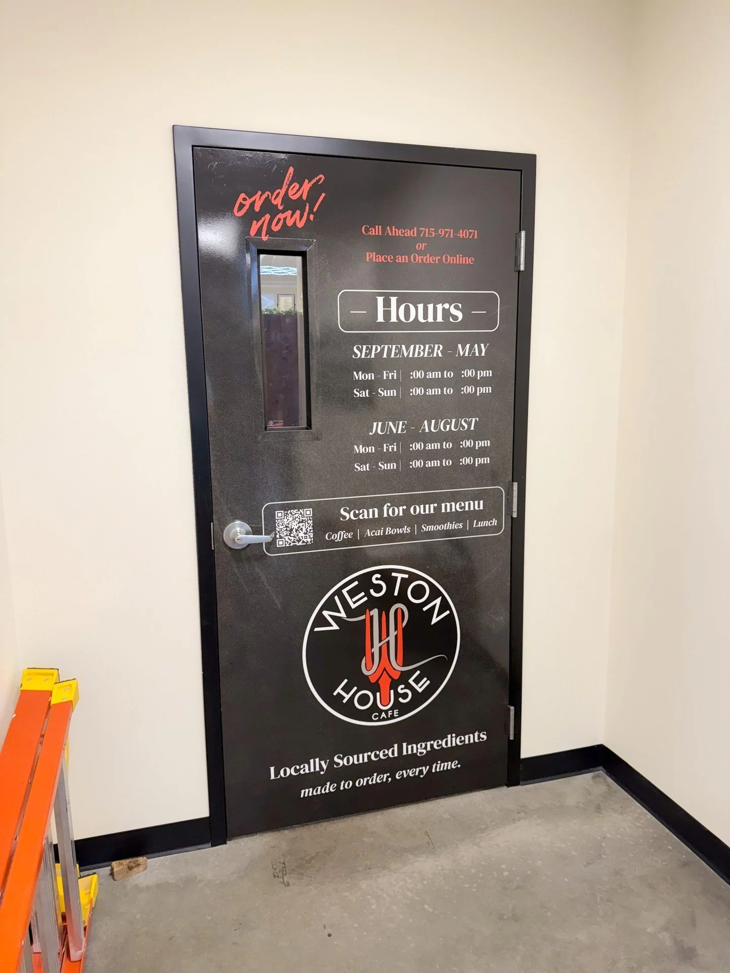 Hours. Menu. Branding. All on the door.
Answer your most asked questions with your graphics.