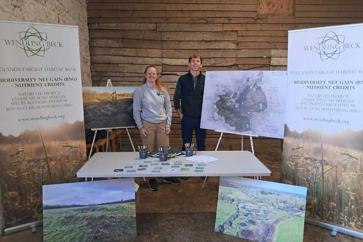 Laura and Elliot on the Wendling Beck stand at Gressenhall Museum.