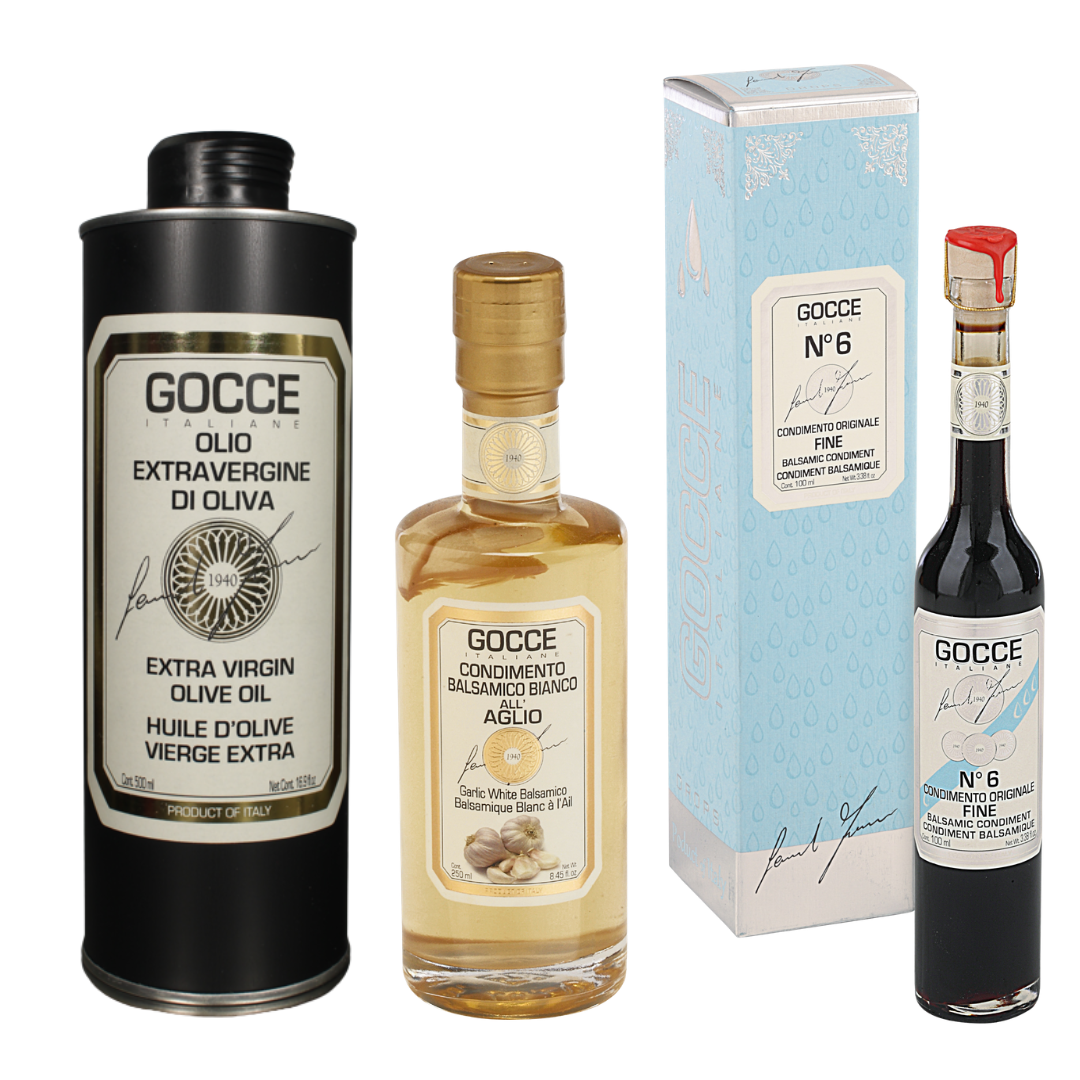 Cena Italiana
Pasta night gift basket · Priced on request
Artisan Italian pasta, a tin of cold-pressed Sicilian extra virgin olive oil, 5-year garlic white balsamic and 6-year balsamic condiment. Best for employee holiday gifts the whole household en