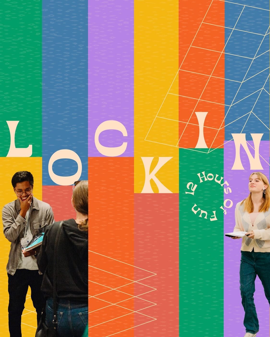 LOCKIN IS COMING UP! If you&rsquo;re in grades 6-9, this event is for YOU! 

On May 24-May 25th, join us for the craziest night of the year! LOCK IN is packed 12 hour event filled with games, snacks, and a message about Jesus!

When: May 26-27 | 7pm-