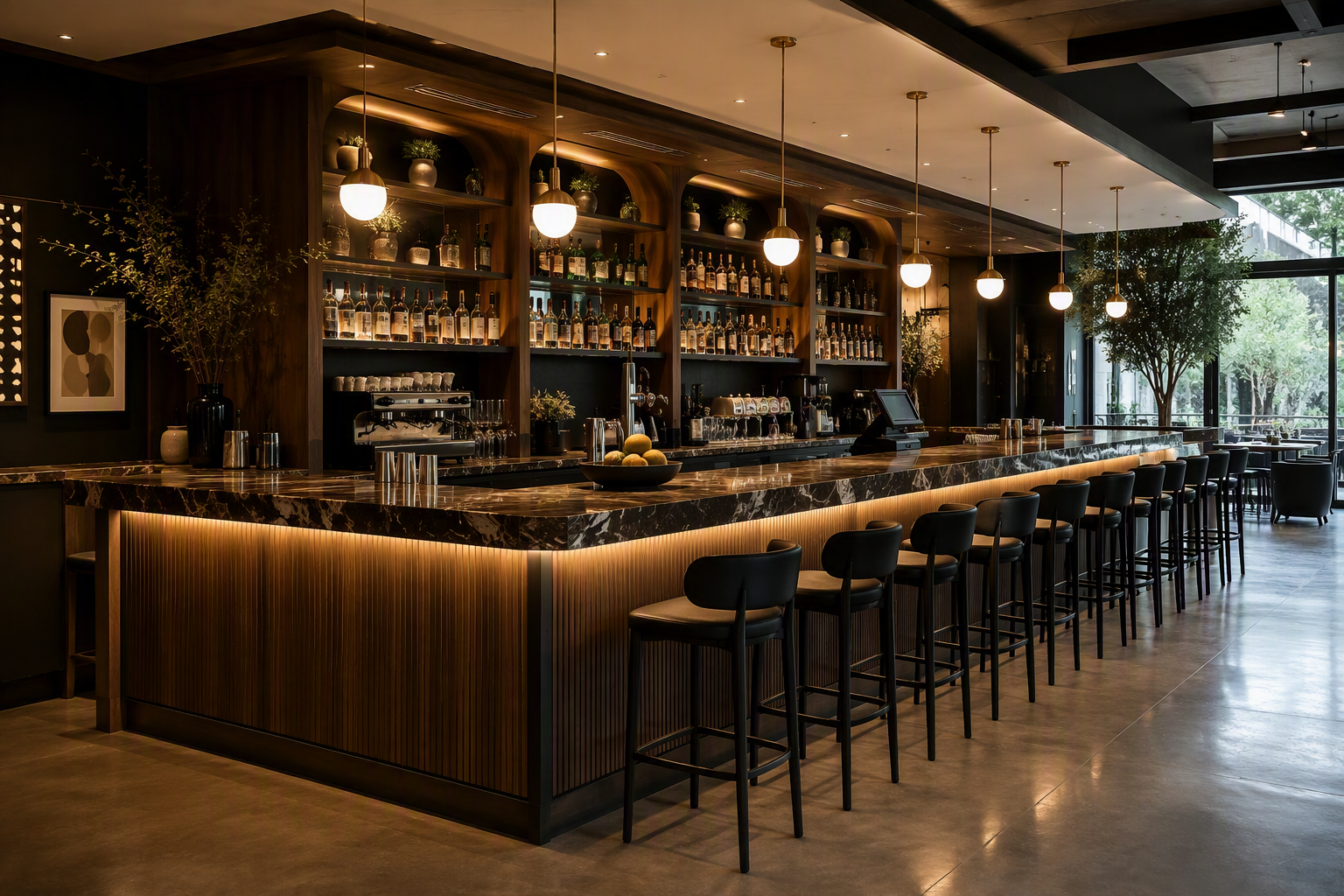 Comptoir bar sur mesure pour restaurant haut de gamme