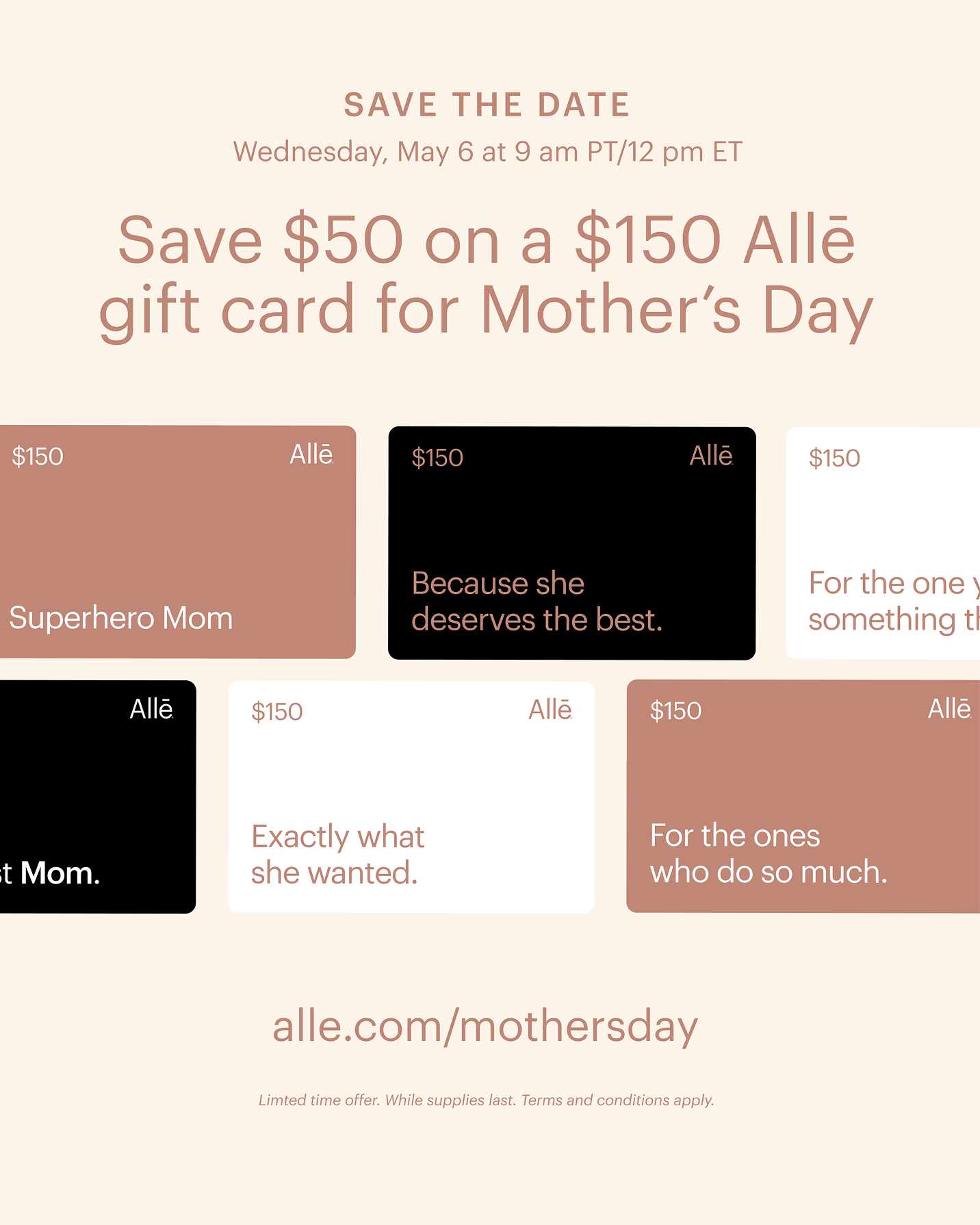 Save $50 on a $150 Allē gift card for Mother's Day