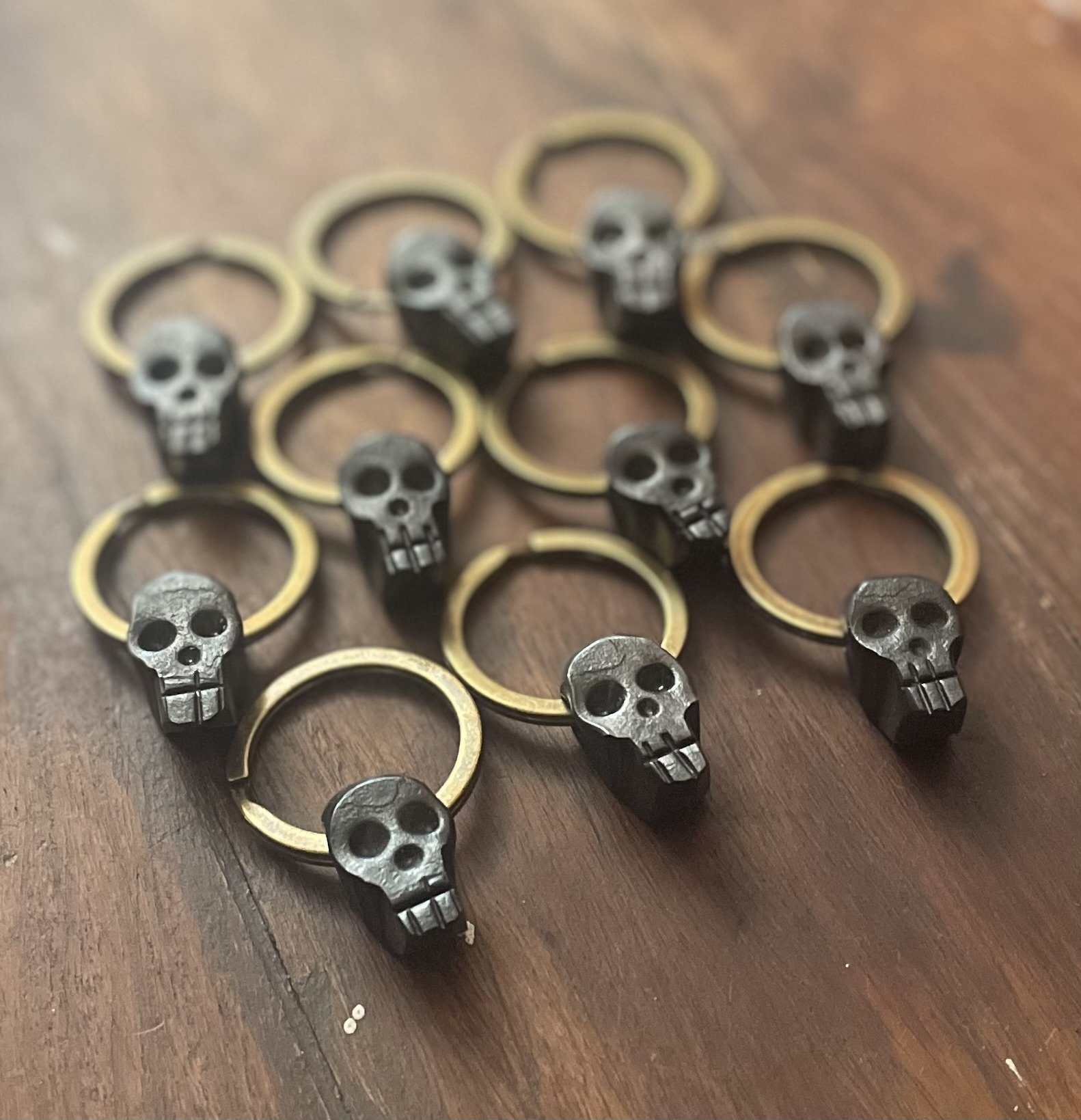 Hand Forged Skull Keyring