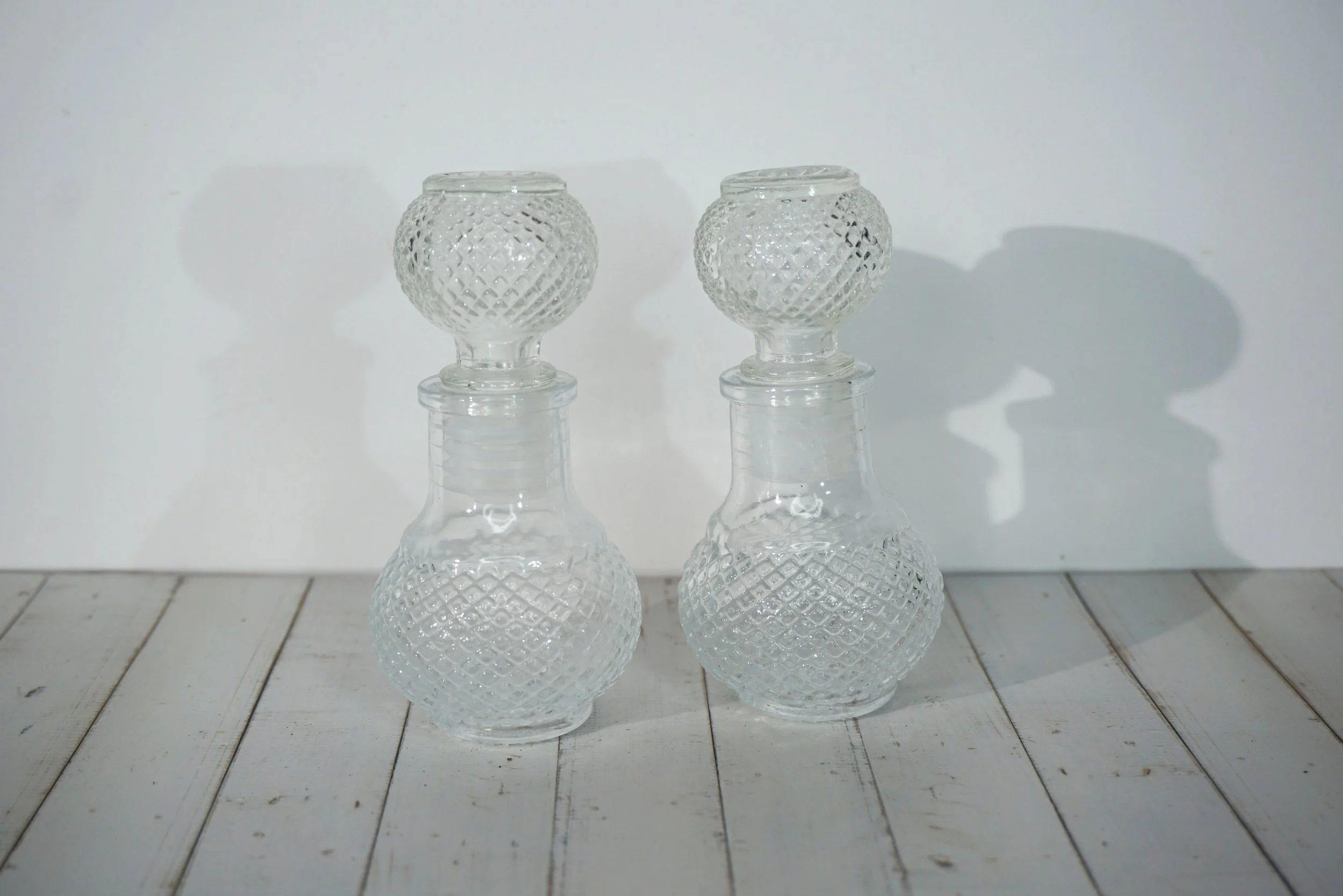 Set of 2, Mini Glass Bottles. (H110mm)  #GB2611GLW