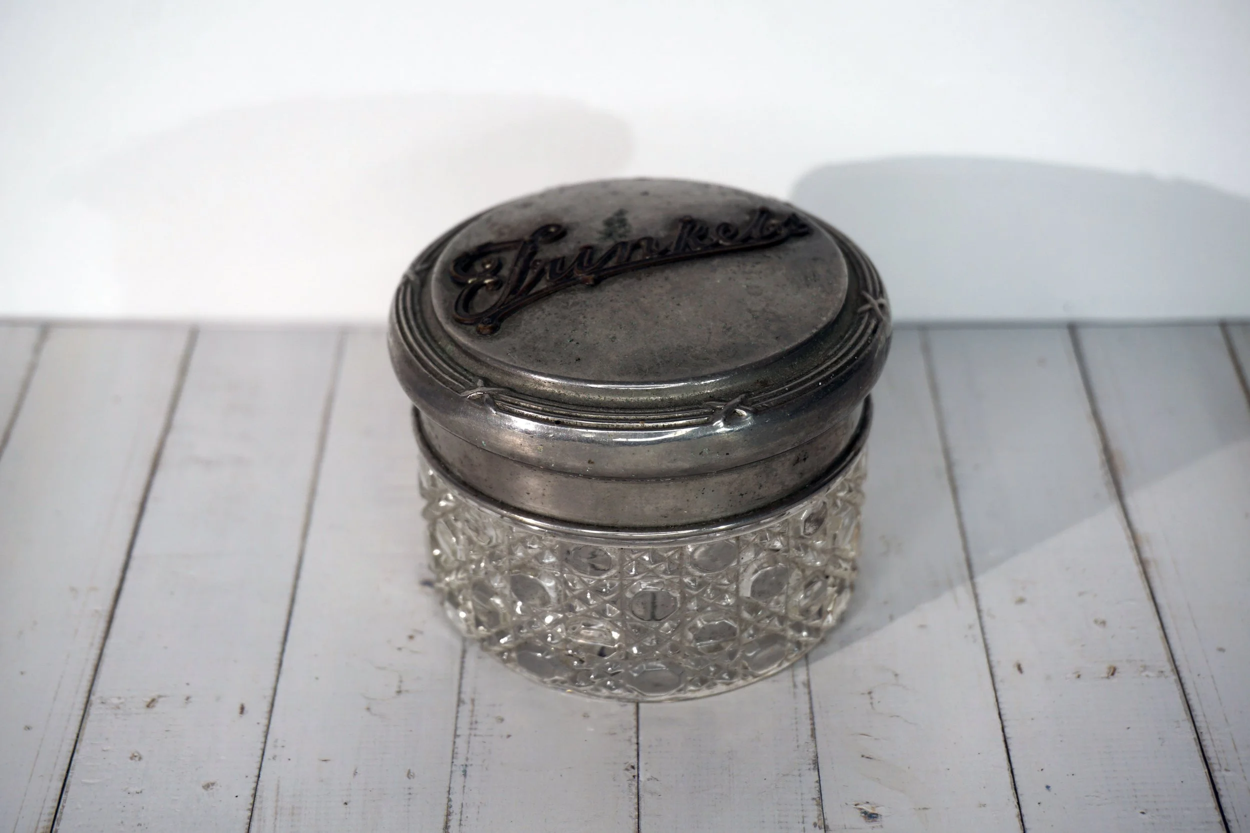 Glass & Pewter Trinket Antique Box. (H75mm)  #TB2625HMW