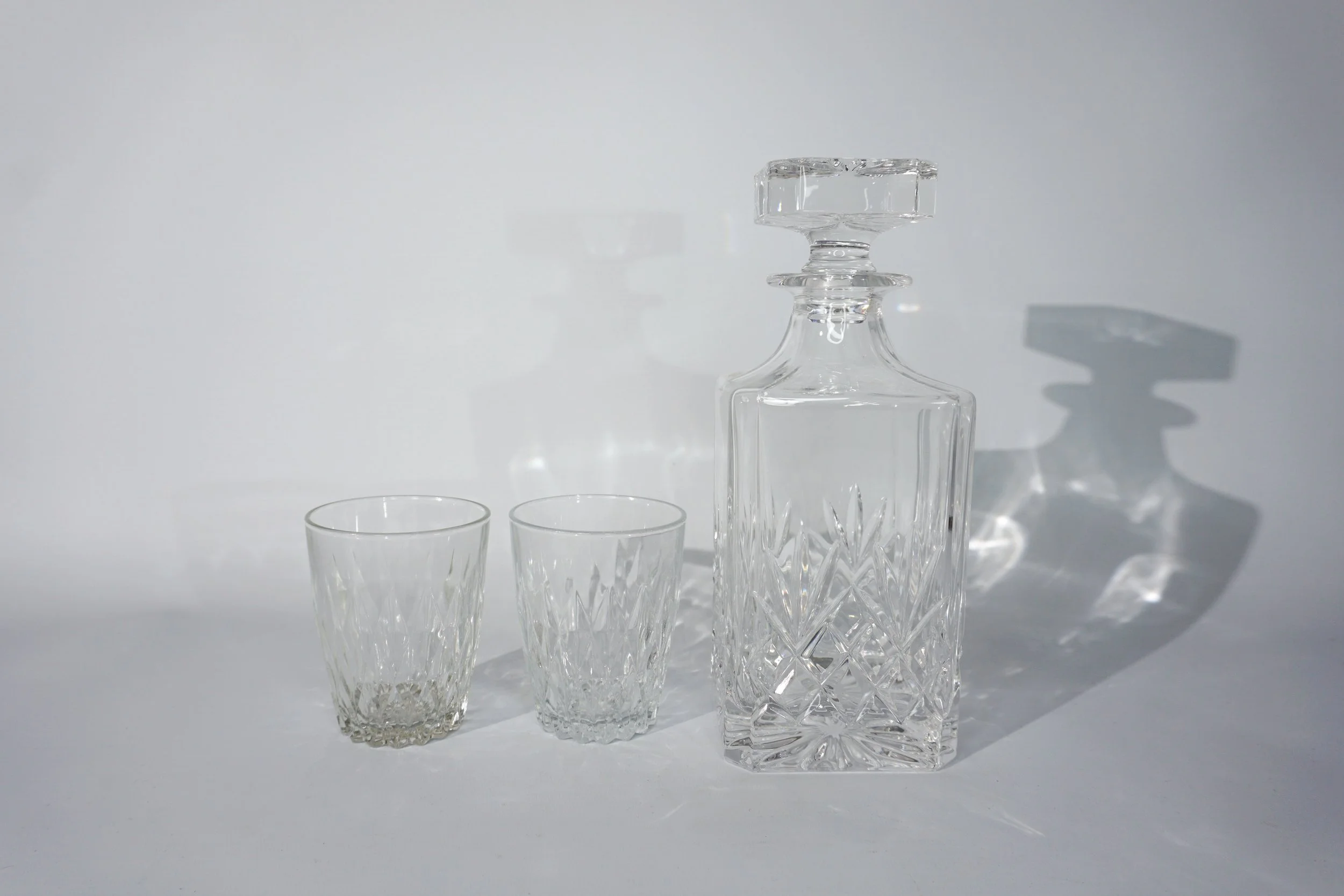 Crystal Whiskey Decanter & Set of 2, Whiskey Glasses. (H230 & H90mm)  #WG262GLW