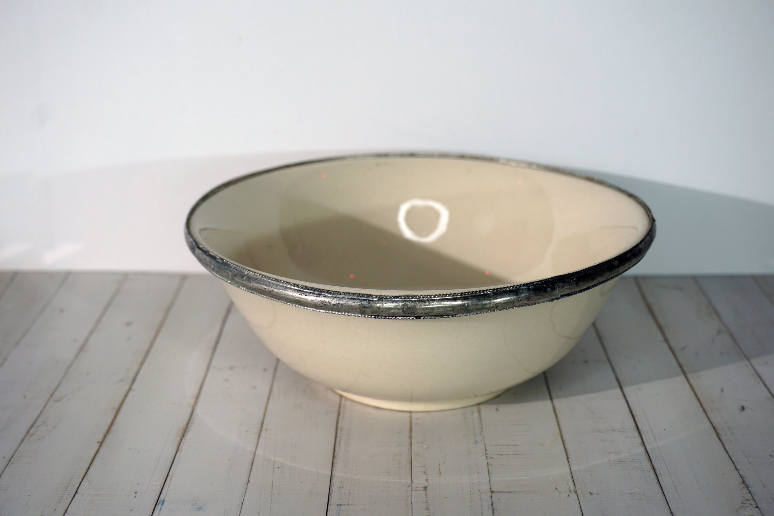 Ceramic & Pewter Antique Bowl. (H75mm). #CB265KTN