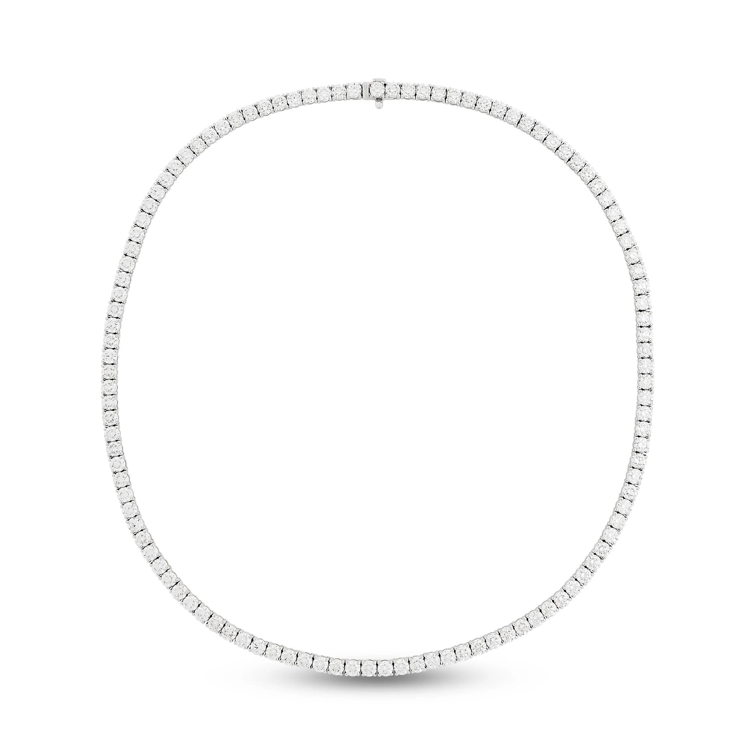 14k white gold round diamond tennis necklace 26.45ctw