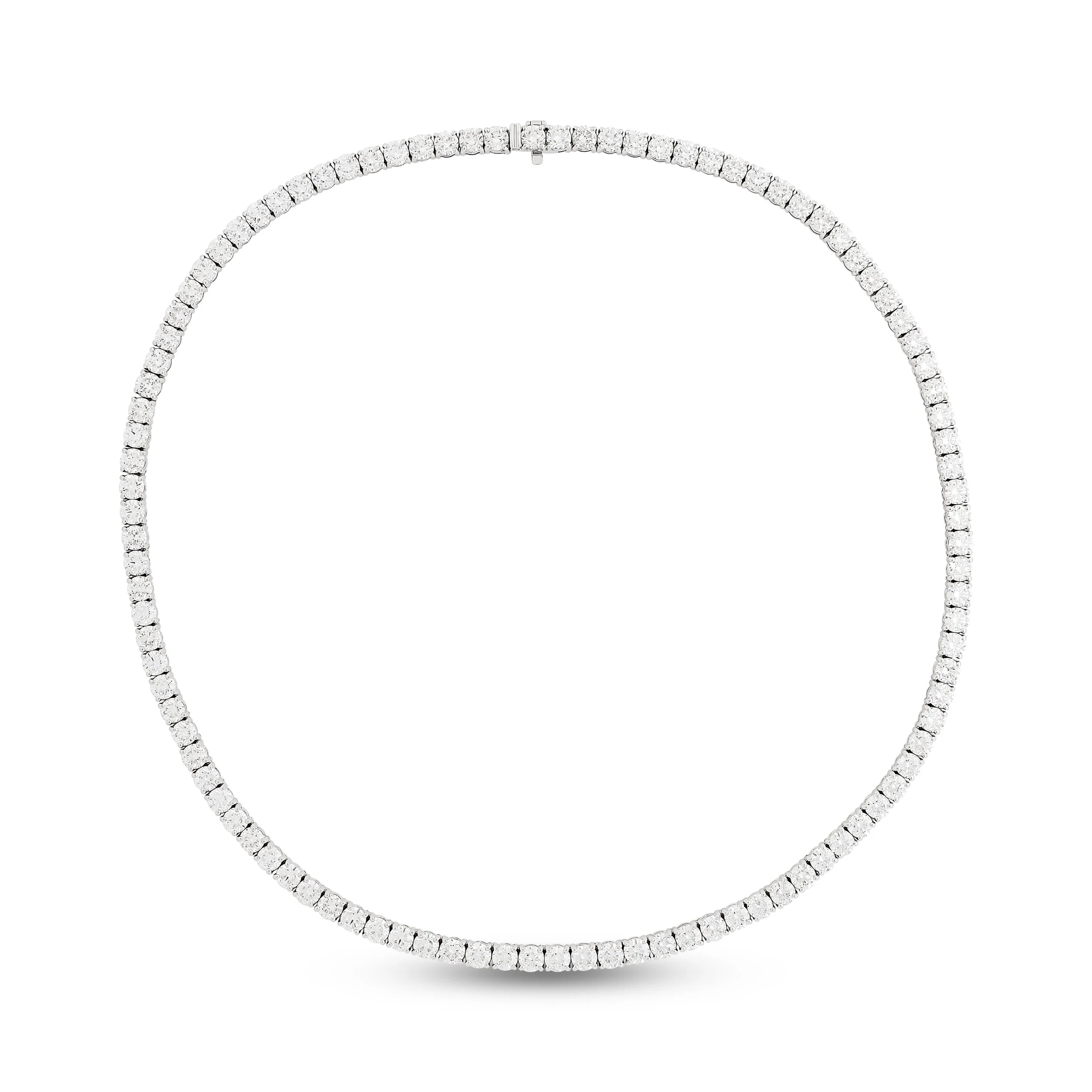 14k white gold round diamond tennis necklace 32.12ctw