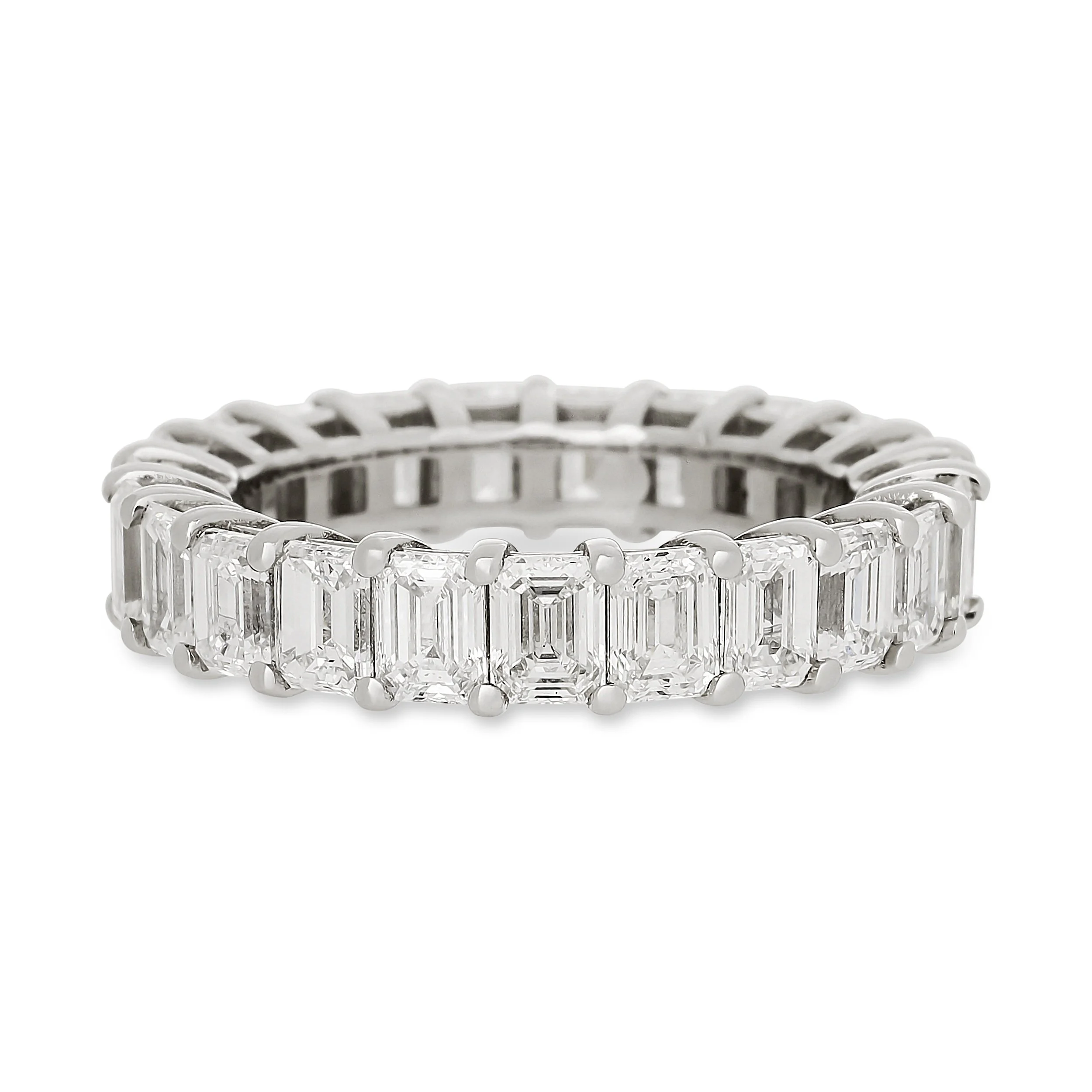 Platinum emerald cut diamond eternity band 4.52ct
