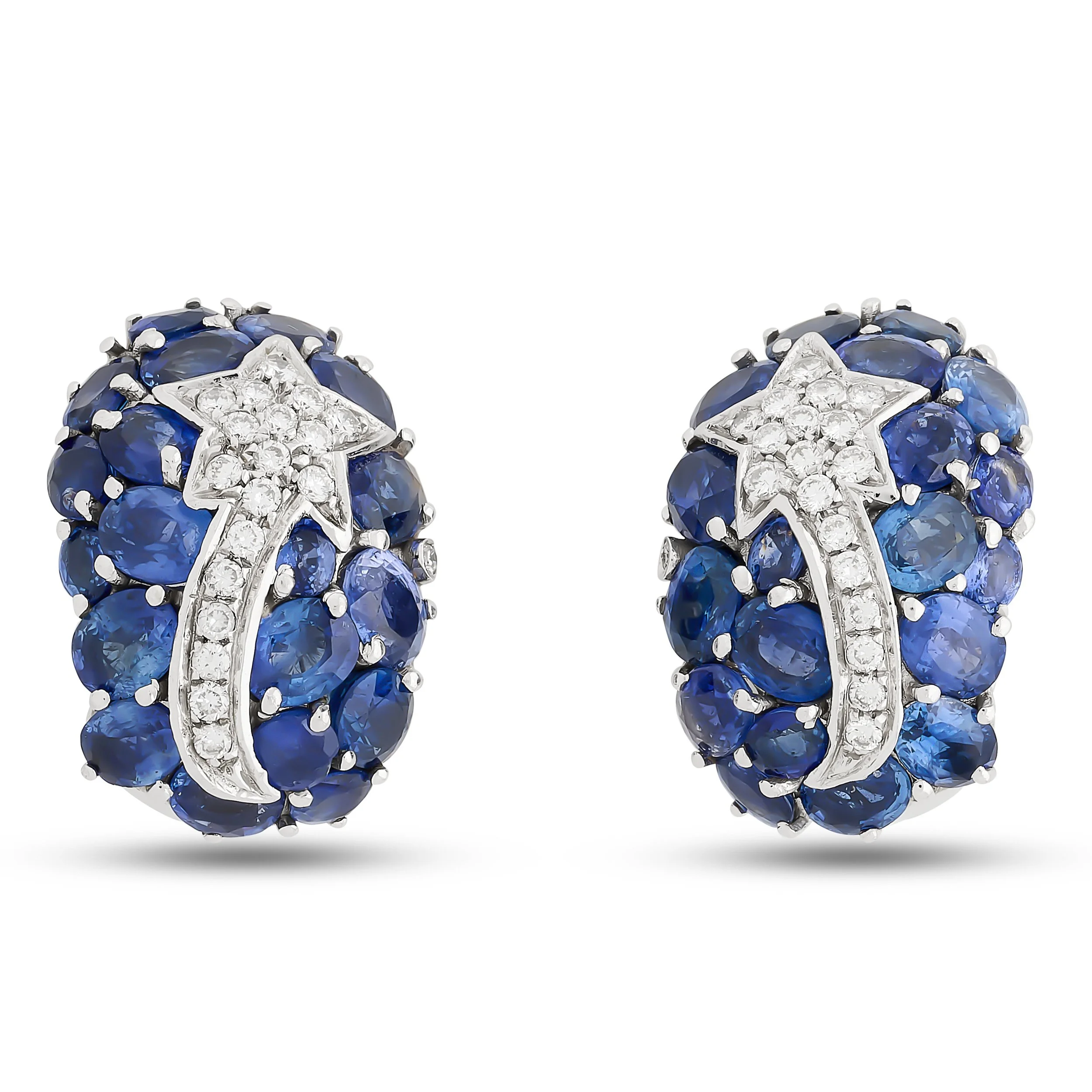 18k white gold 24.70ct sapphire and diamond earrings