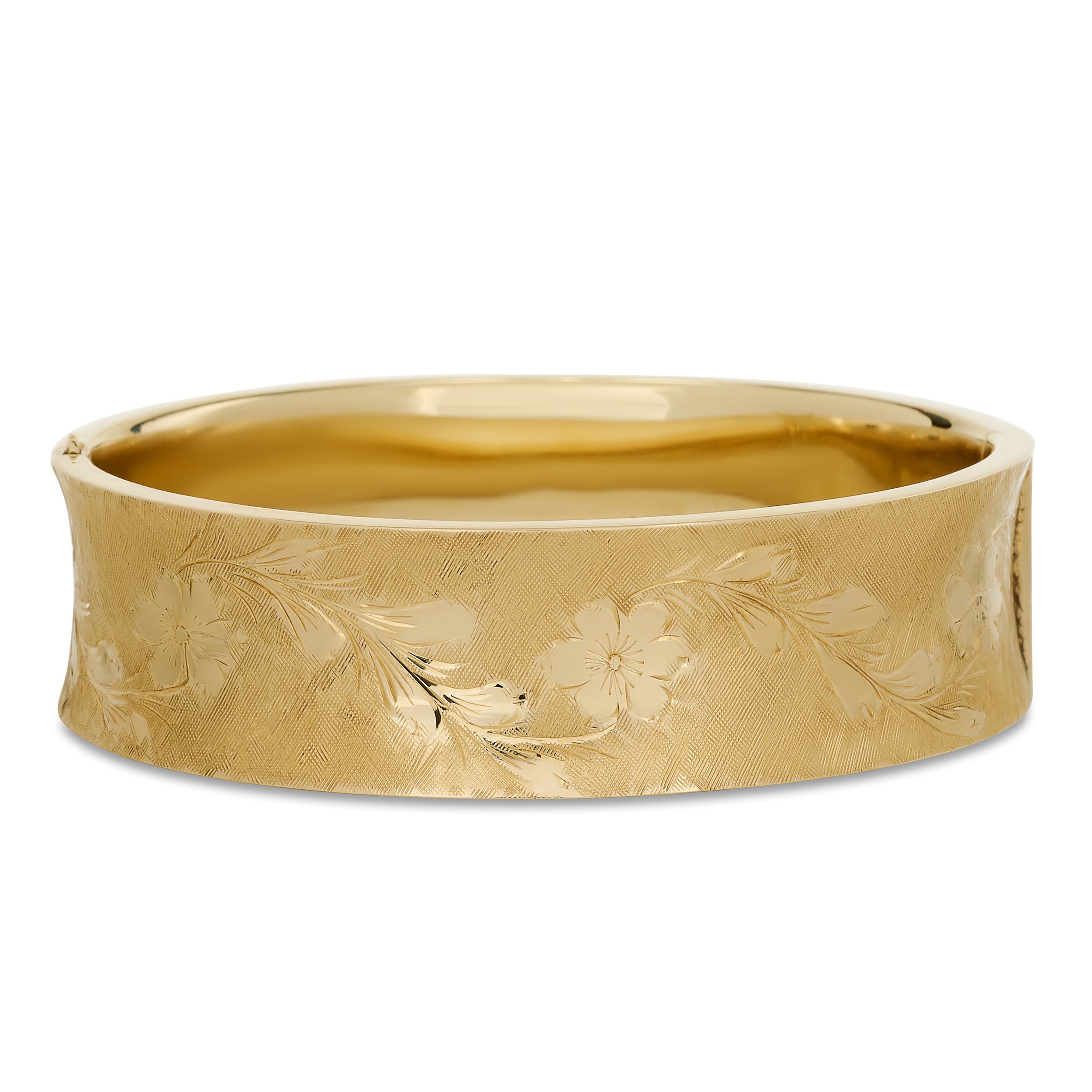 14k yellow gold floral engraved bangle