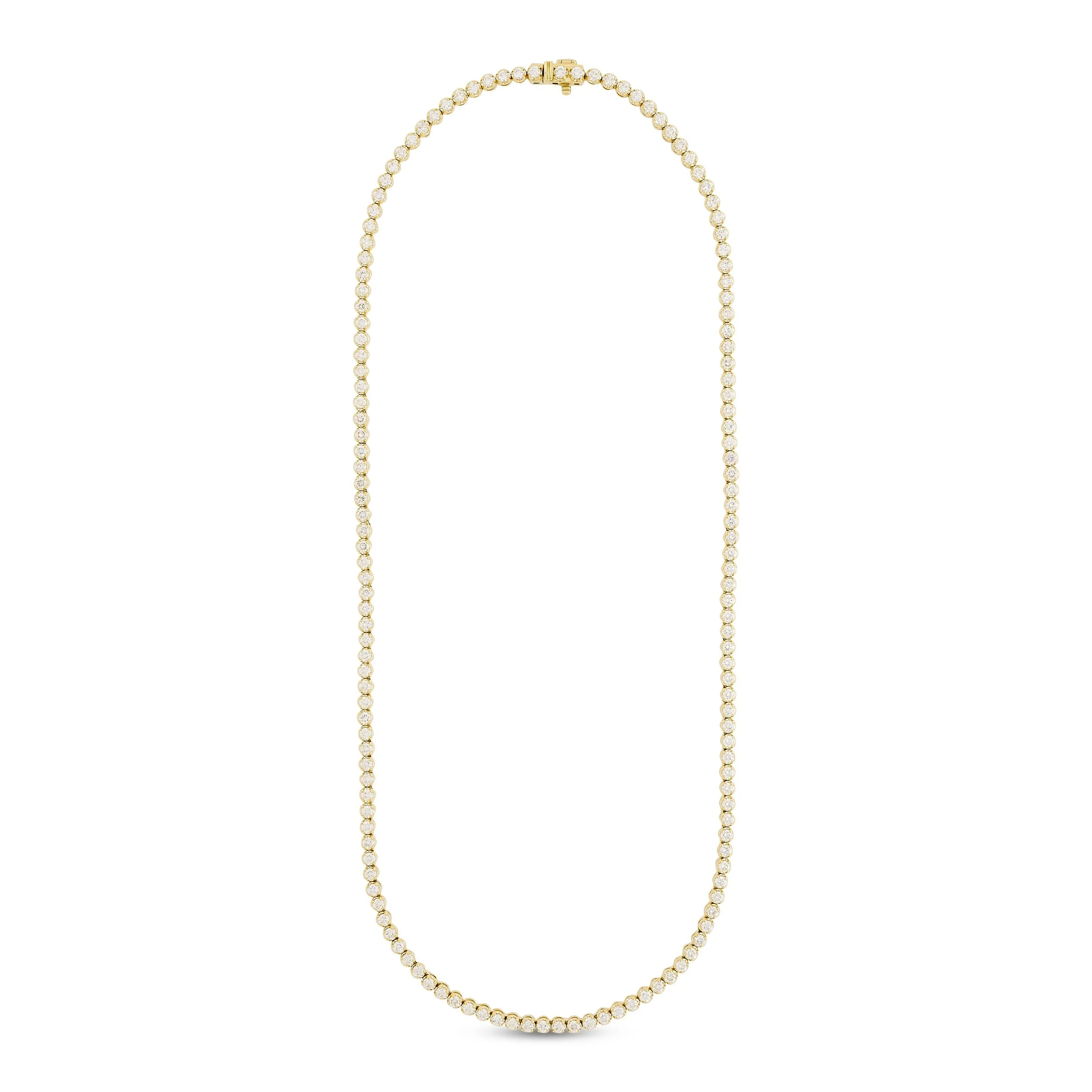 14k yellow gold crown set diamond tennis necklace 6.70ctw