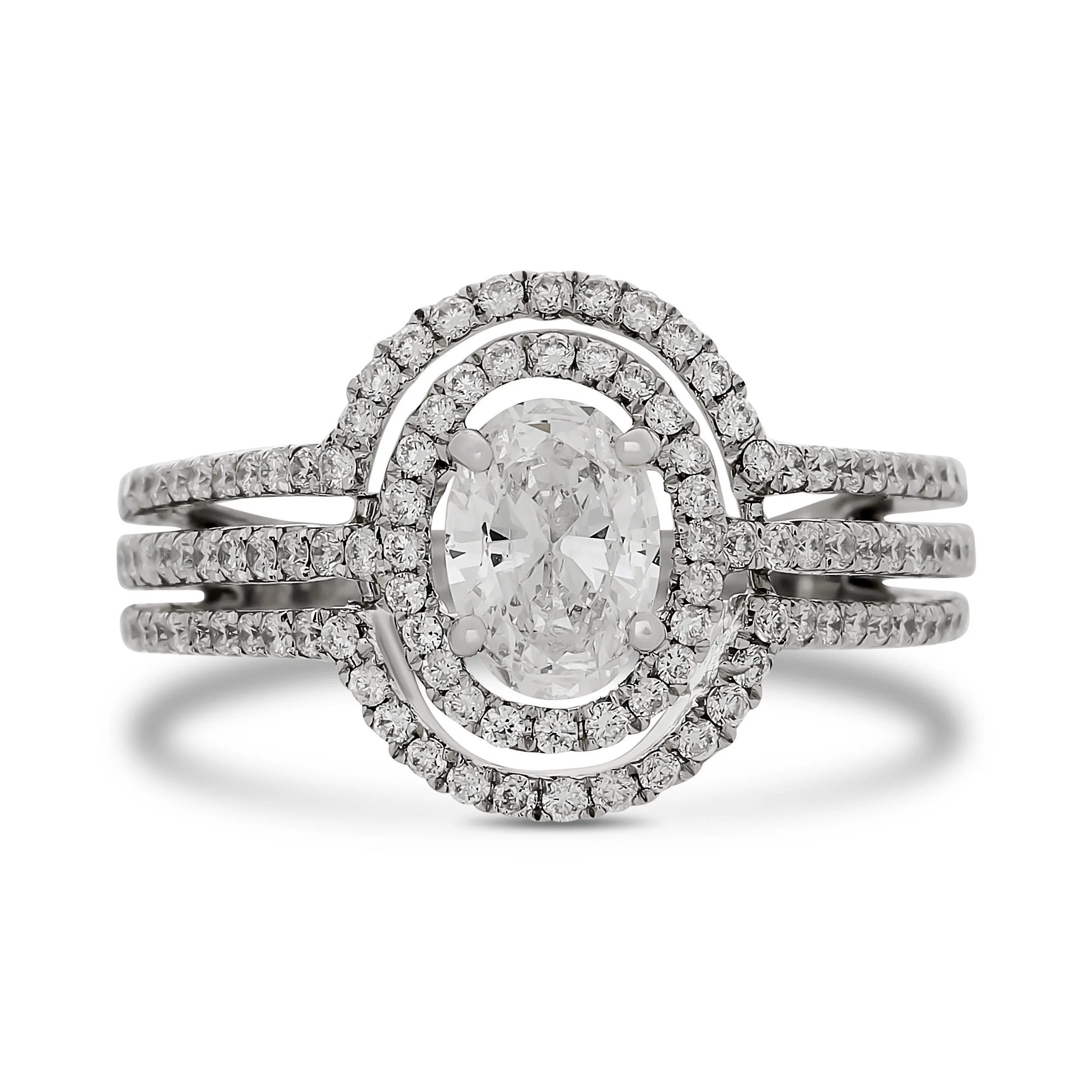 18k white gold 0.61ct oval diamond halo ring