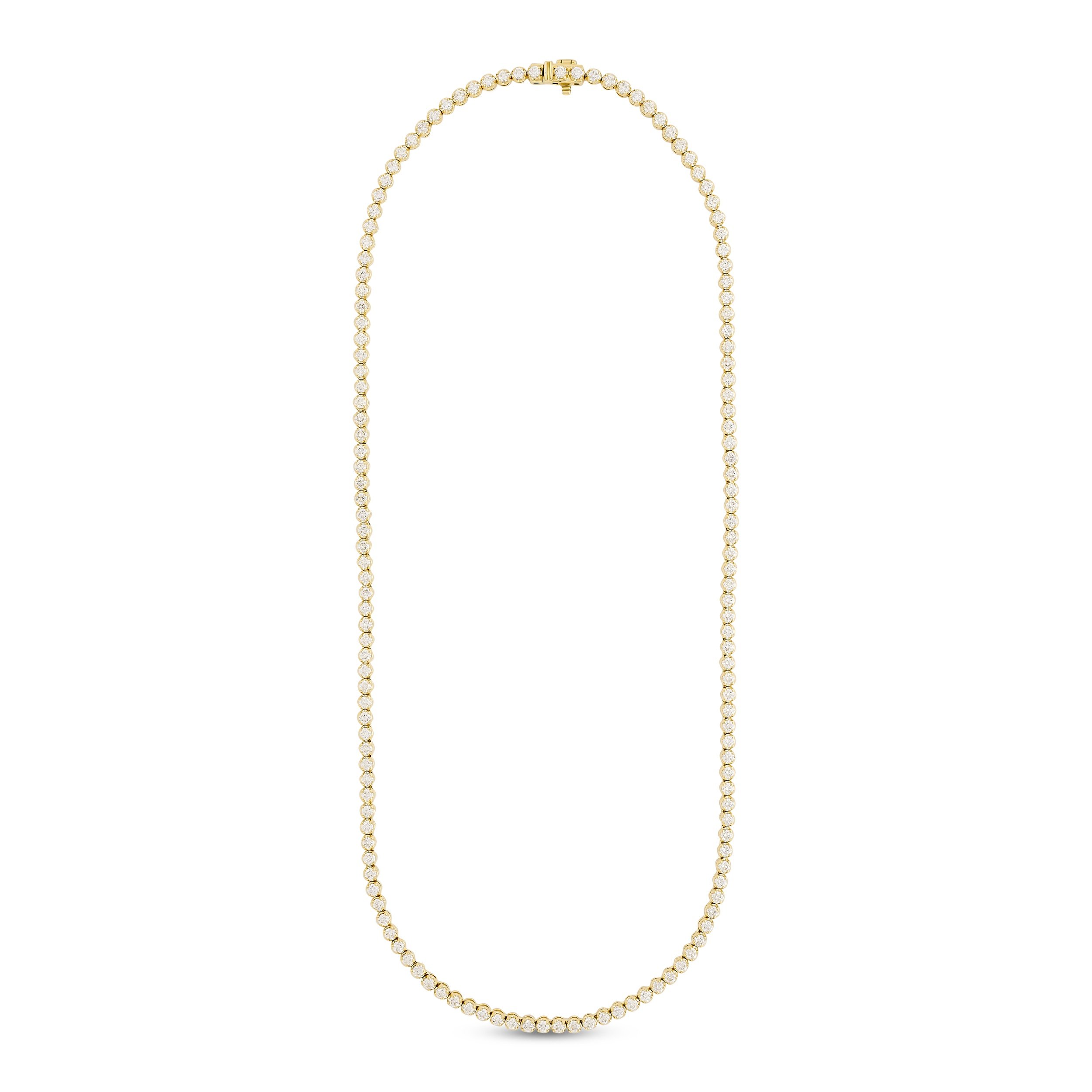 14k yellow gold crown set diamond tennis necklace 6.70ctw