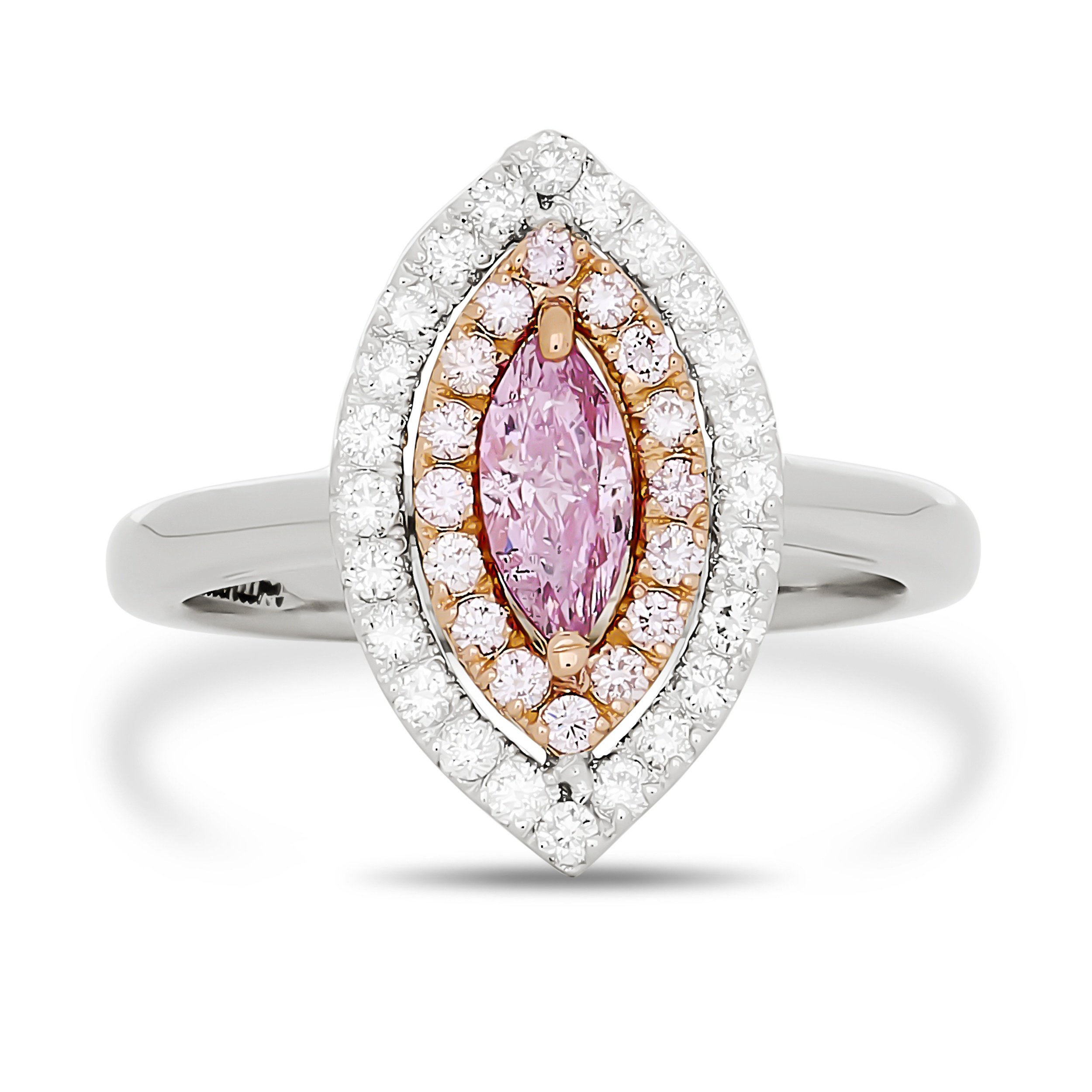 Platinum and 18k rose gold fancy intense purplish pink diamond ring