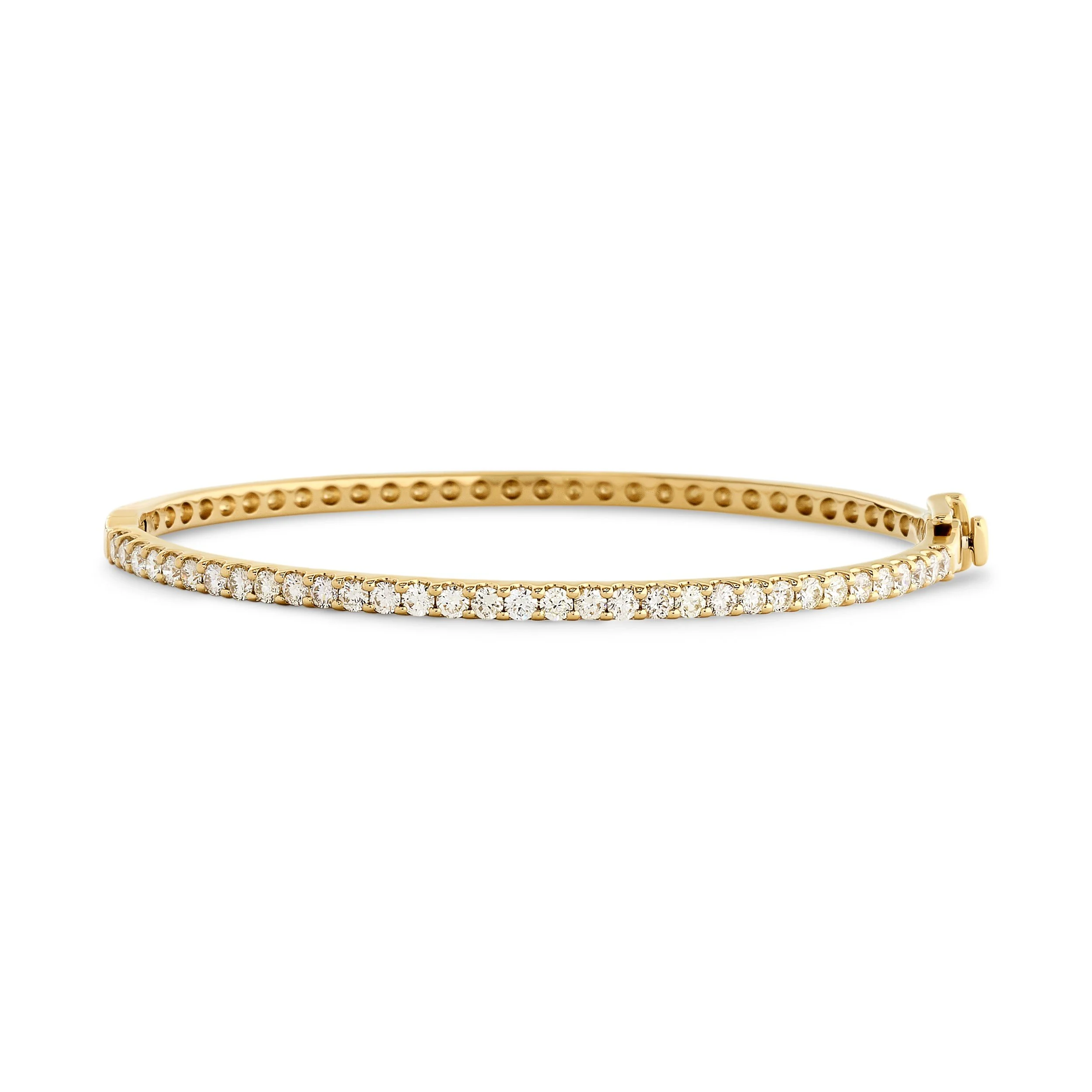 14k yellow gold round diamond bangle