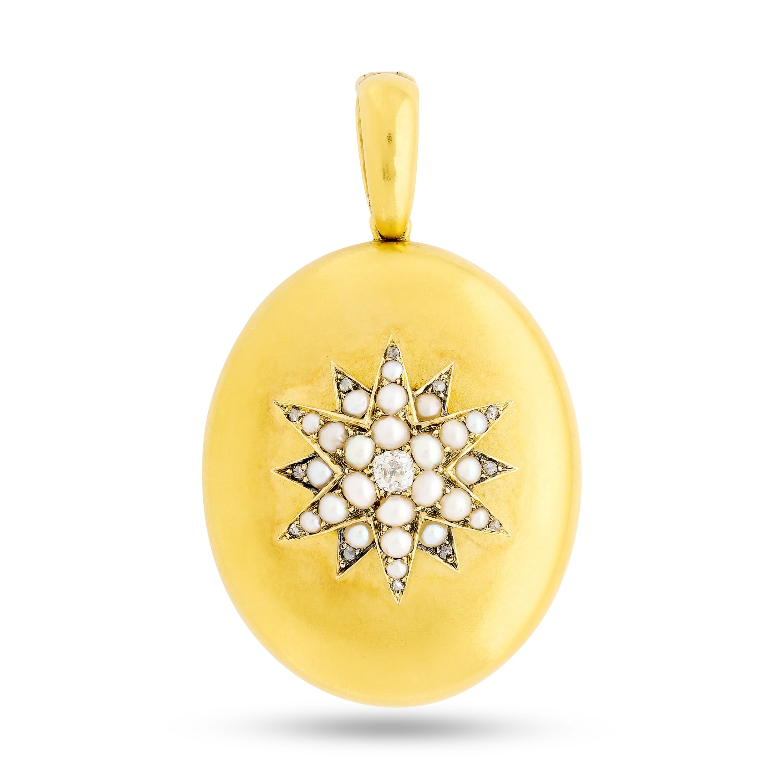 18k yellow gold pearl and diamond locket pendant