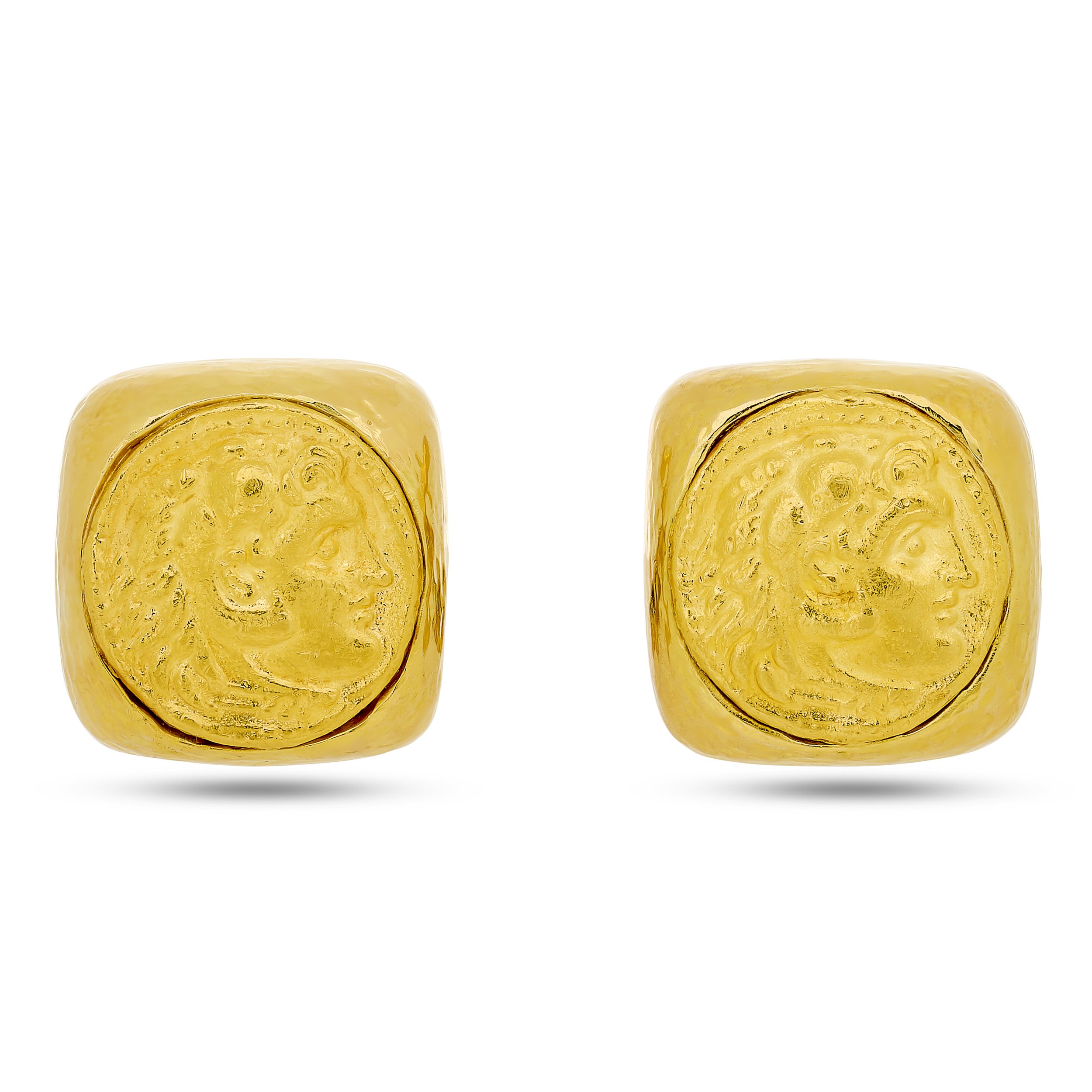 David Webb 18k yellow gold coin cufflinks