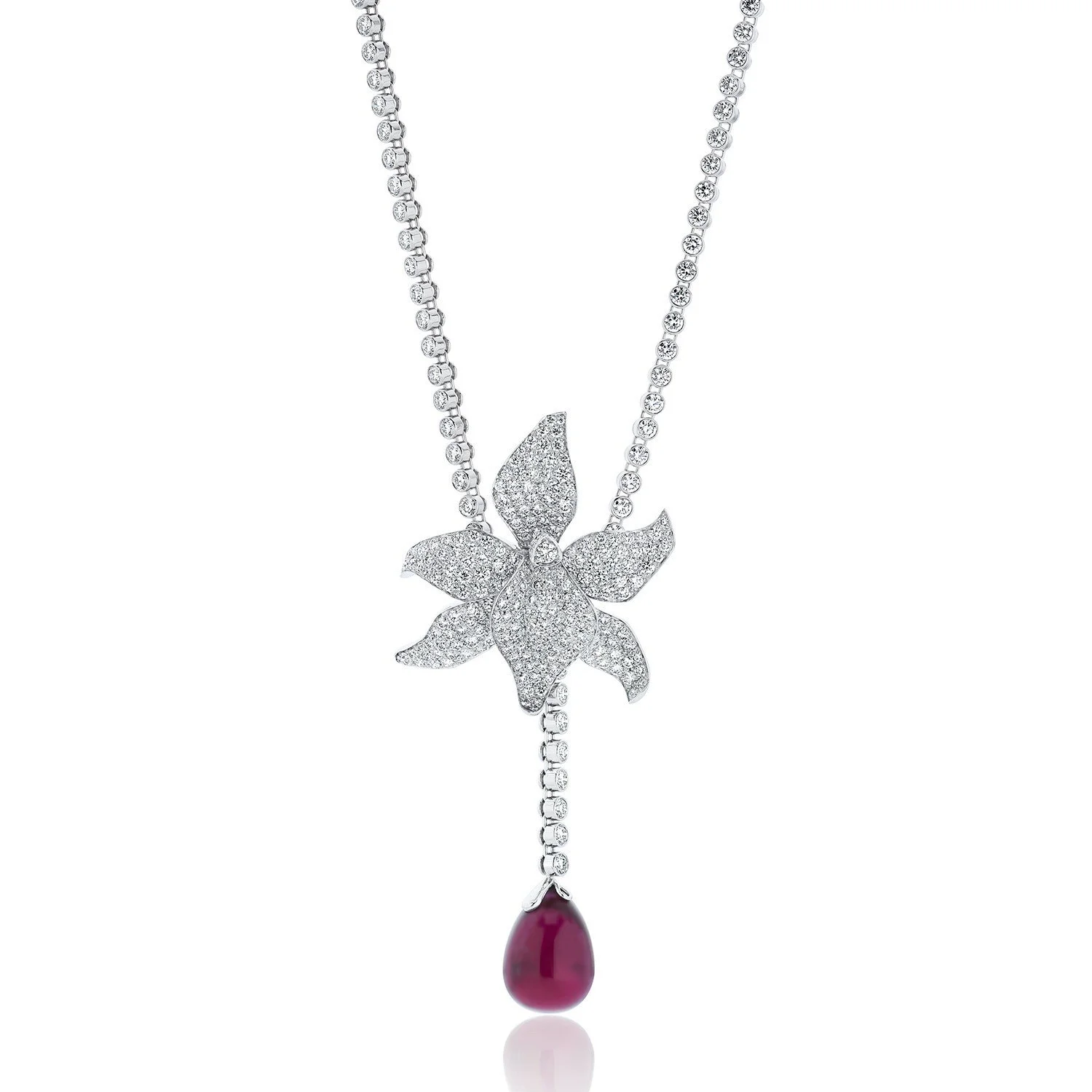 Cartier platinum rubellite and diamond Caresse De Orchide necklace