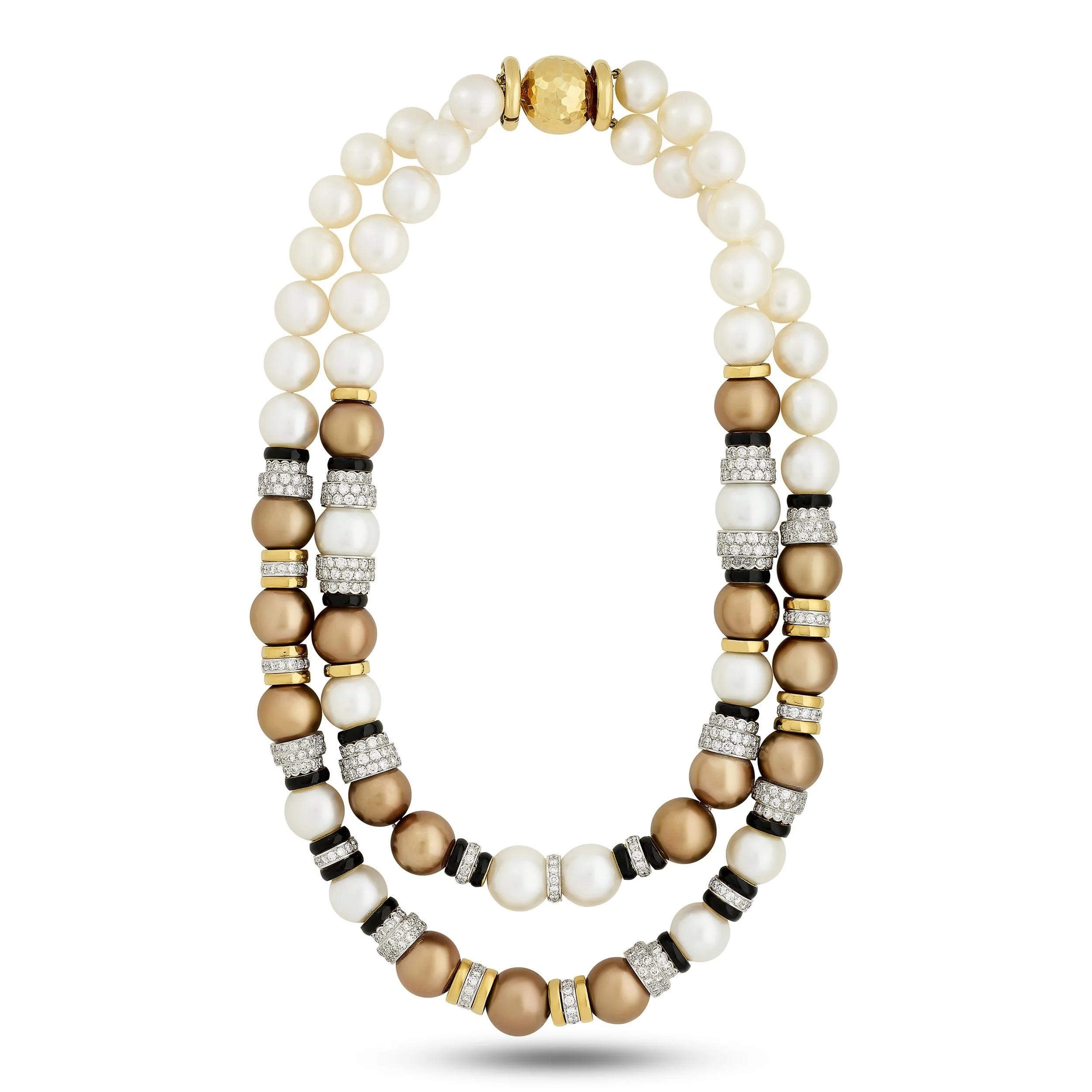 David Webb 18k yellow gold and platinum pearl necklace