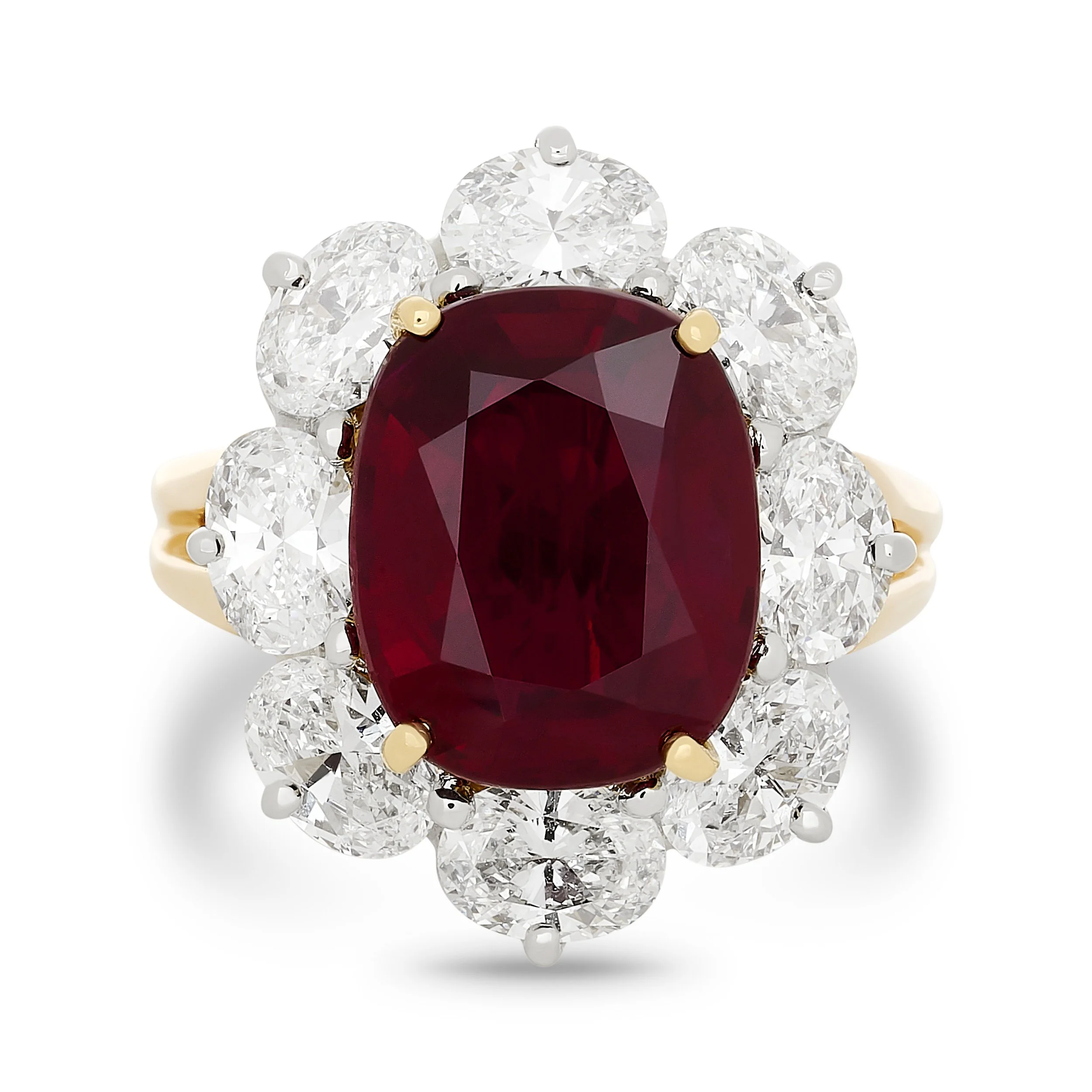 Oscar Heyman 18k yellow gold 6.19ct Burma ruby and diamond ring