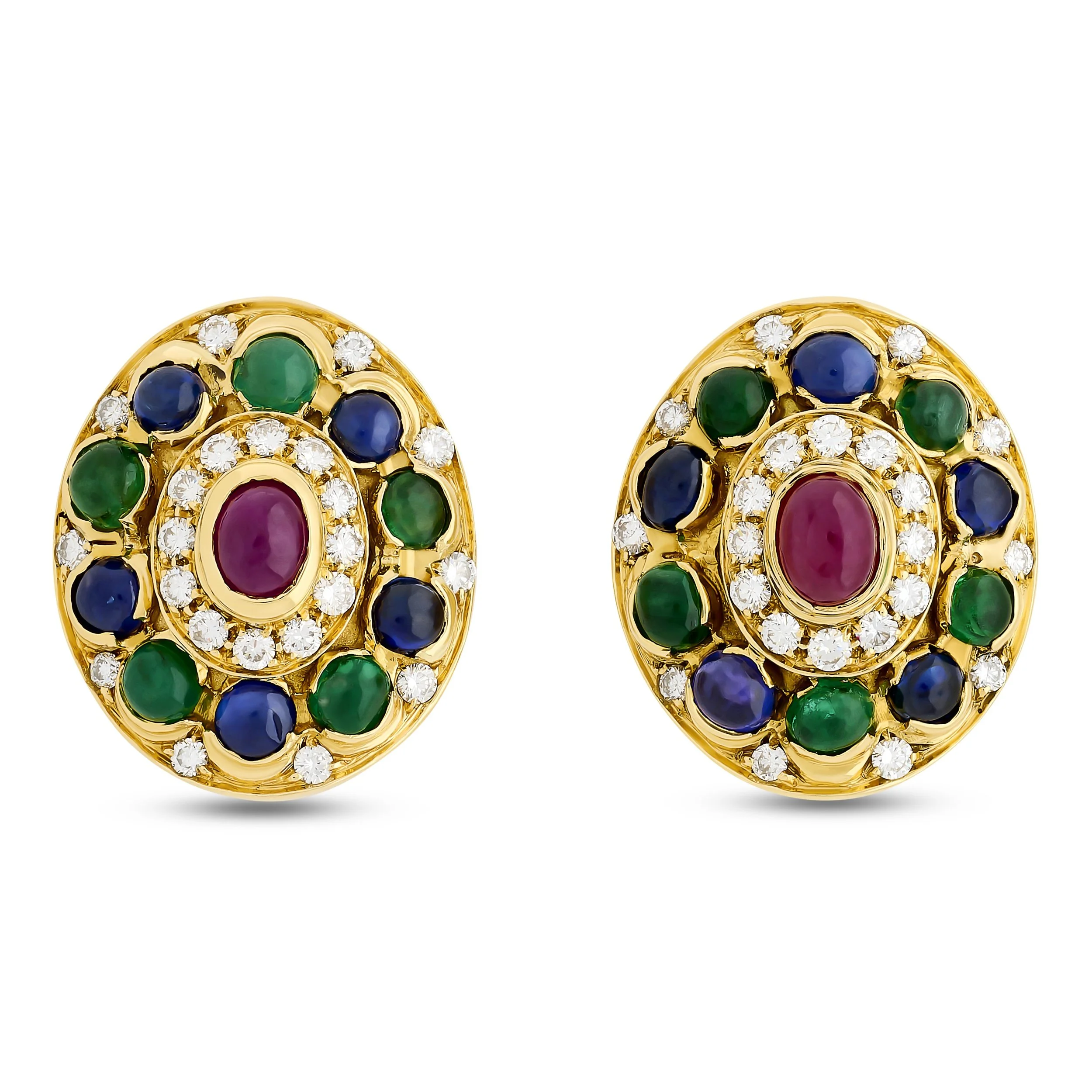 18k yellow diamond and 11.00ct multi-gemstone earrings