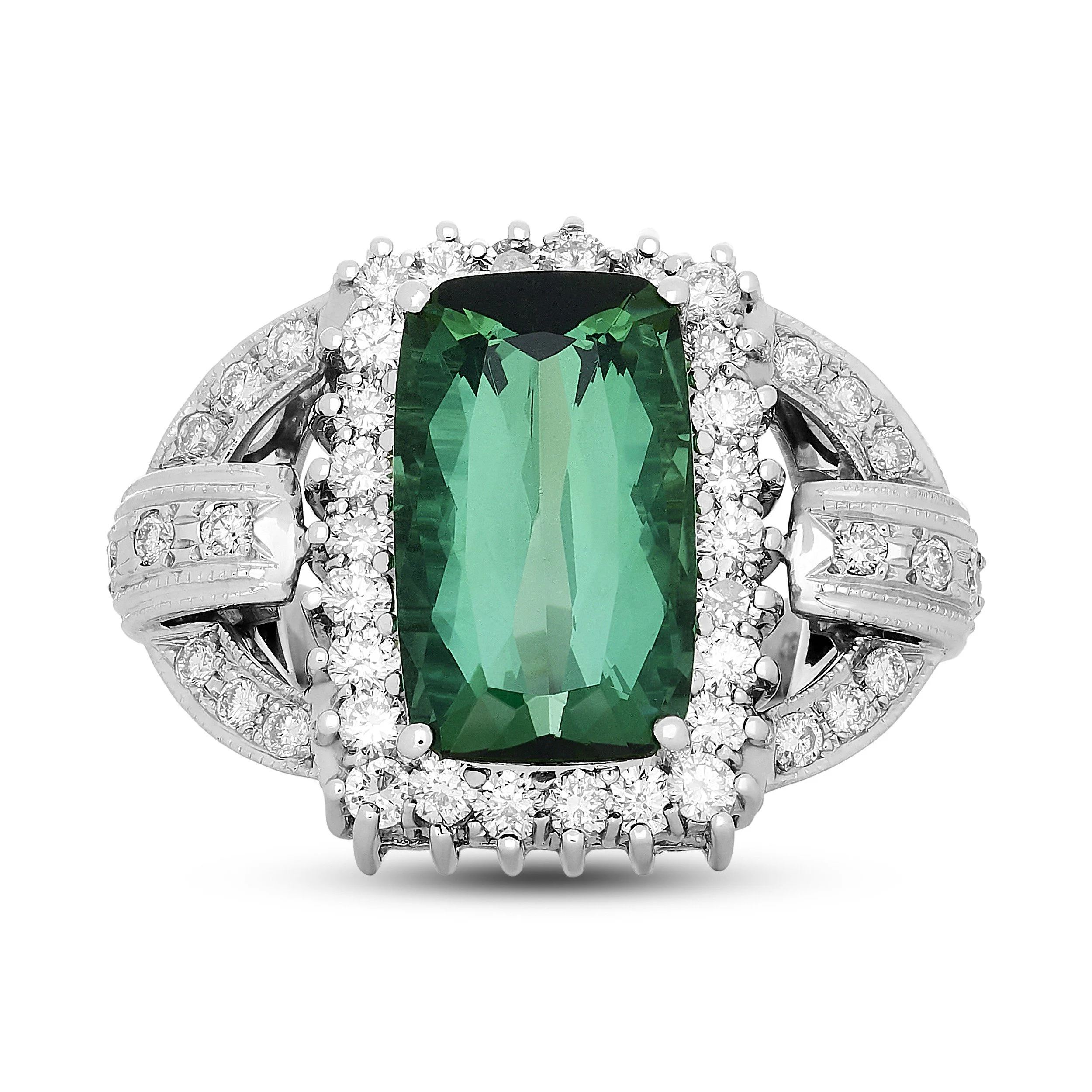 18k white gold 7.73ct tourmaline and diamond ring