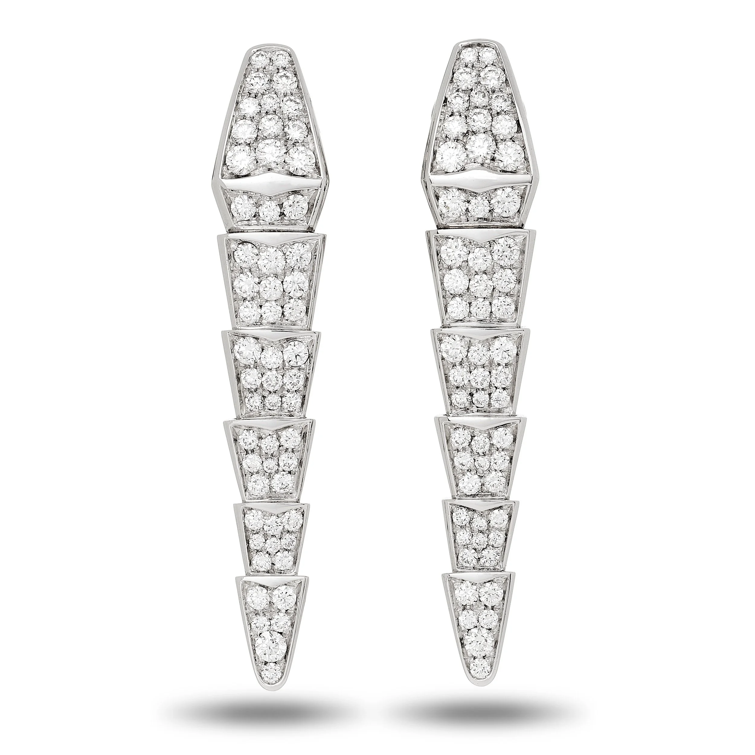 Bulgari Serpenti 18k white gold diamond Viper earrings