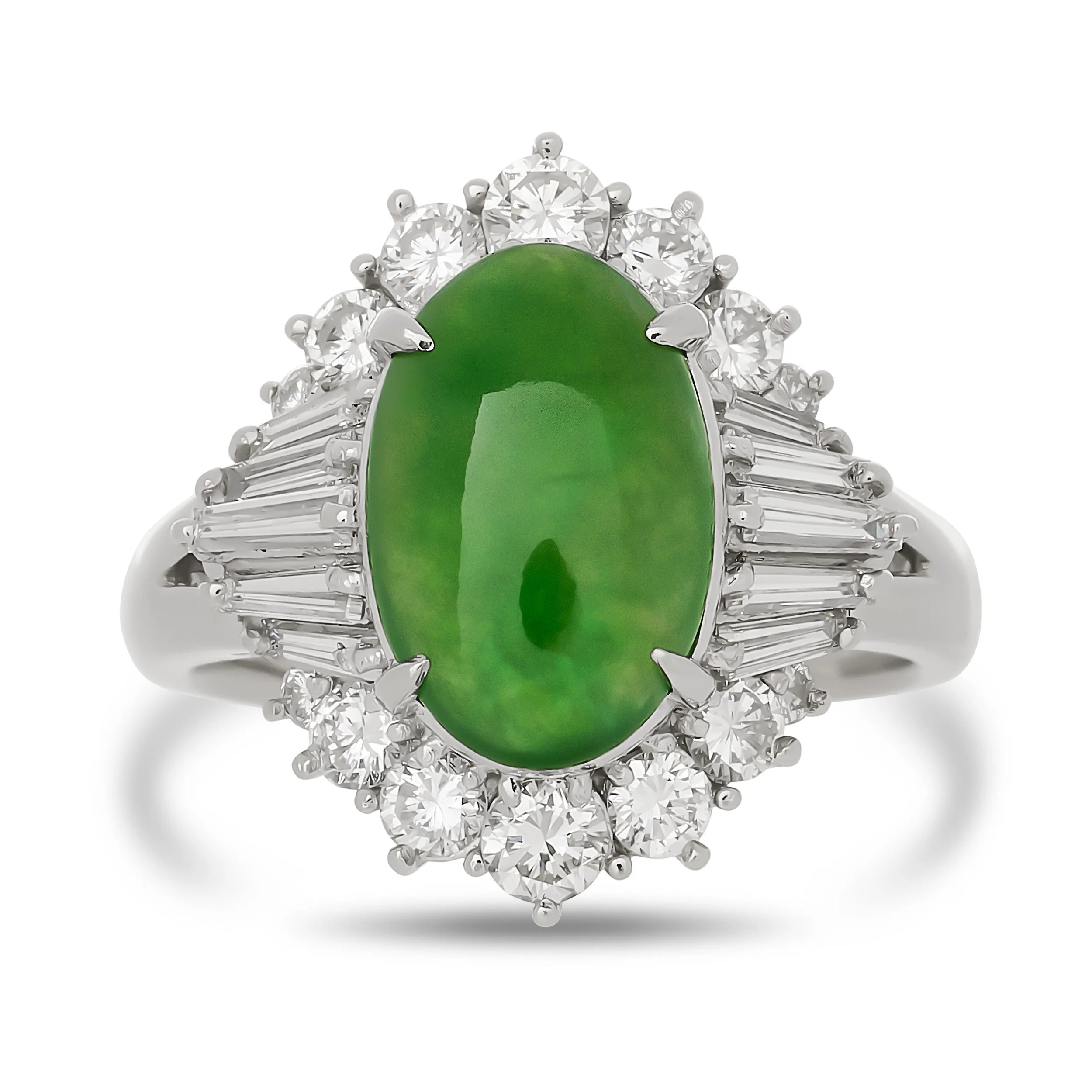 Platinum 3.75ct jade and diamond ring