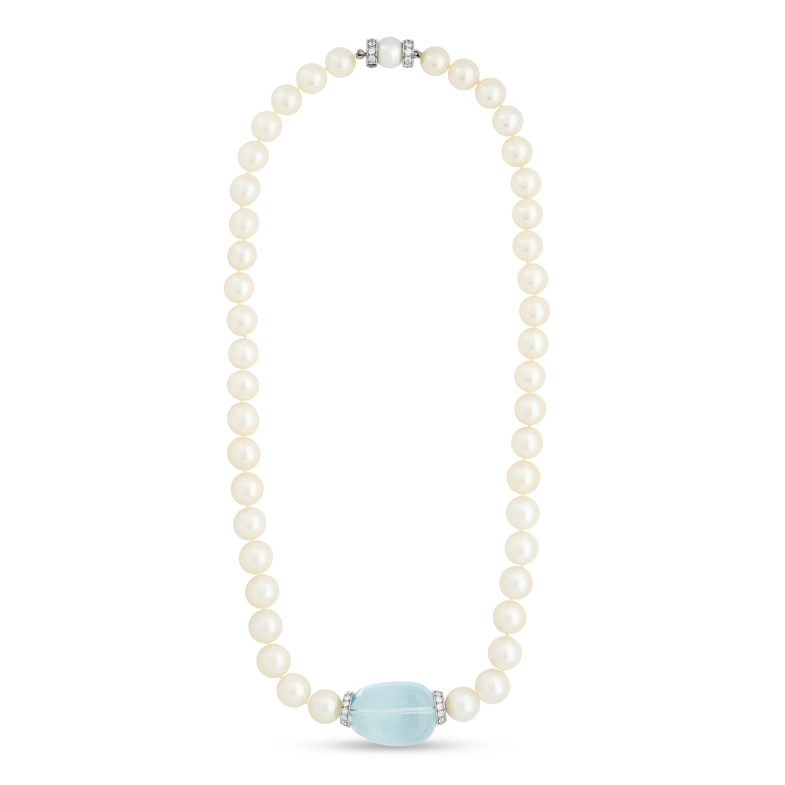 David Webb platinum and white gold aqua, pearl and diamond necklace