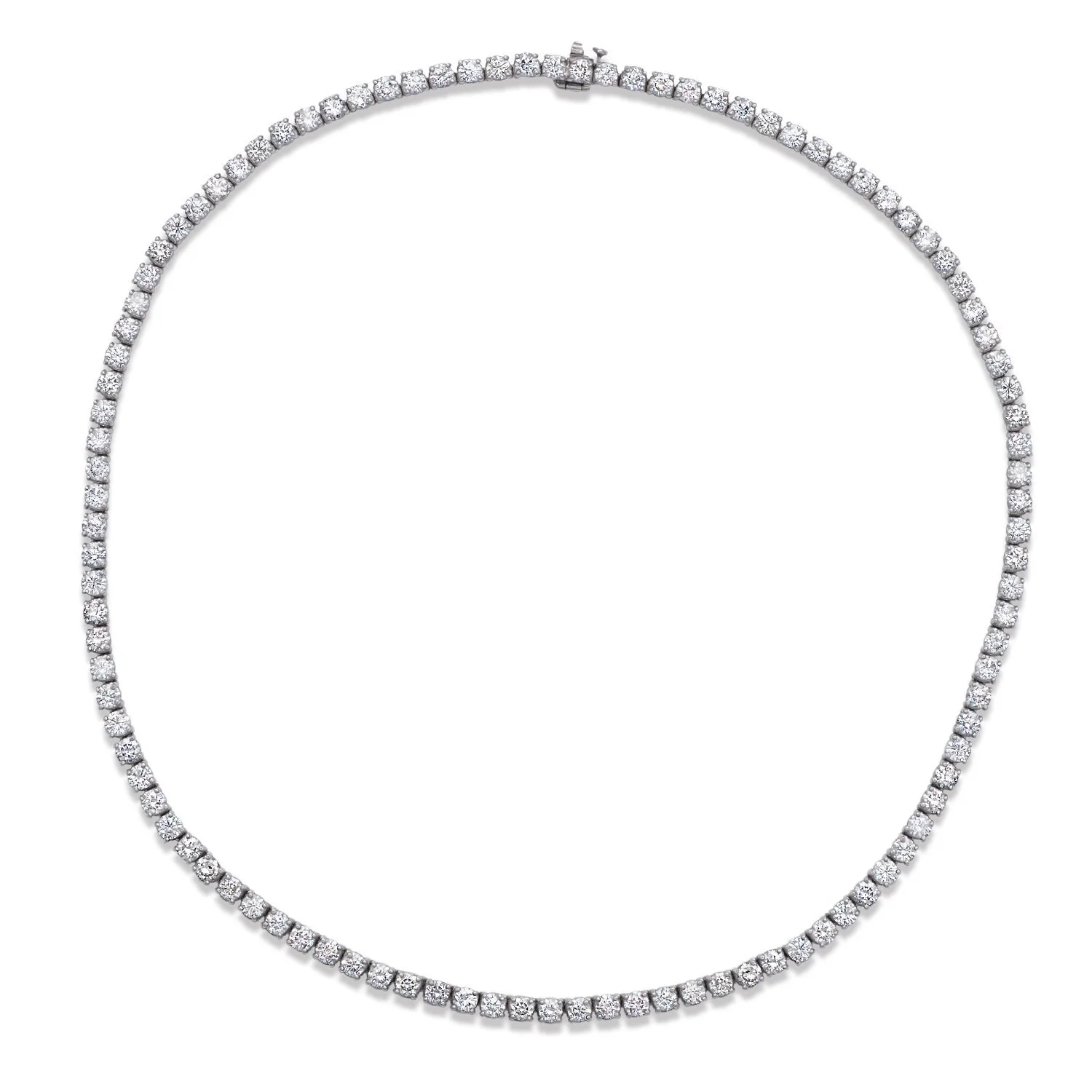 18k white gold round diamond tennis necklace 20.80ctw