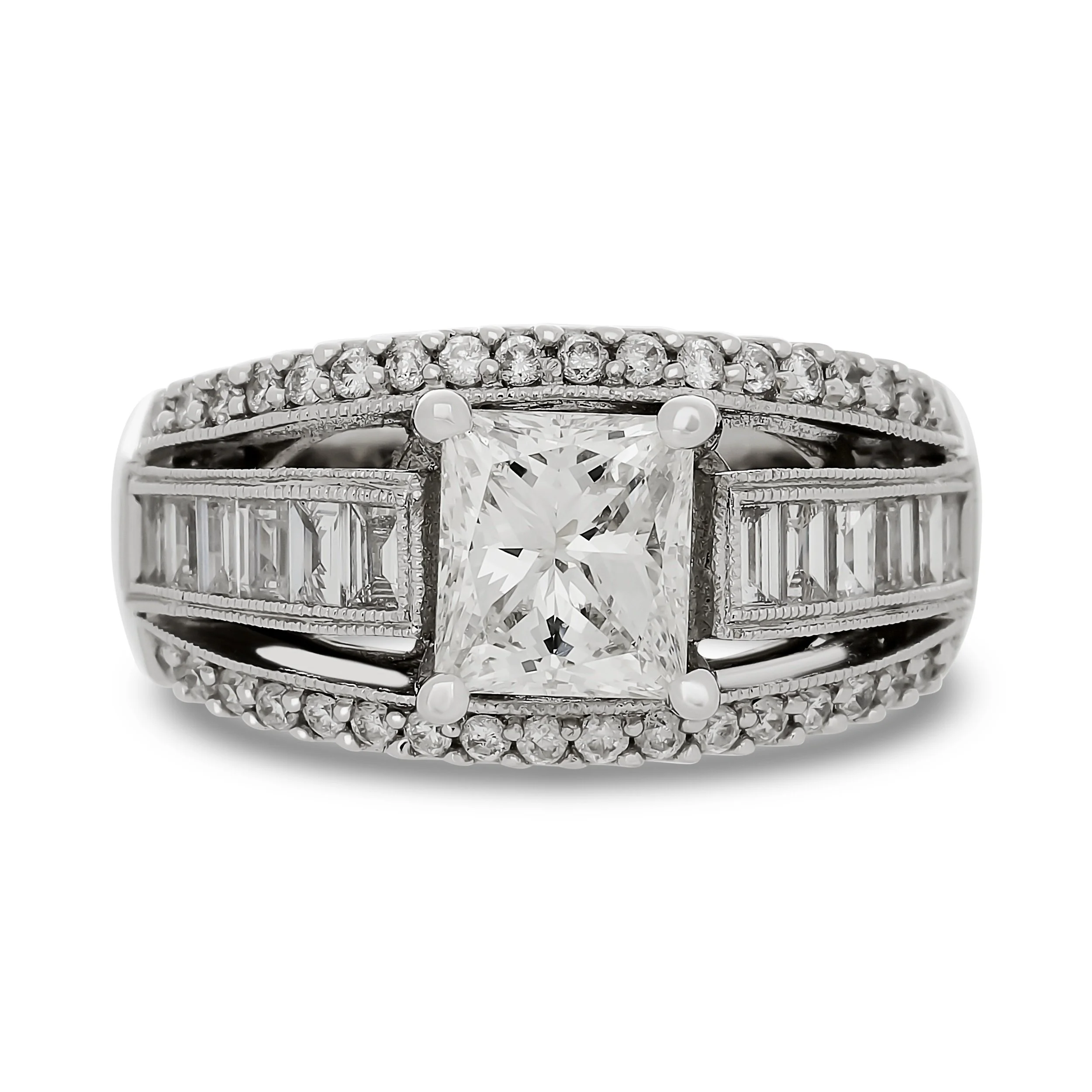 18k white gold 1.45ct princess cut diamond engagement ring