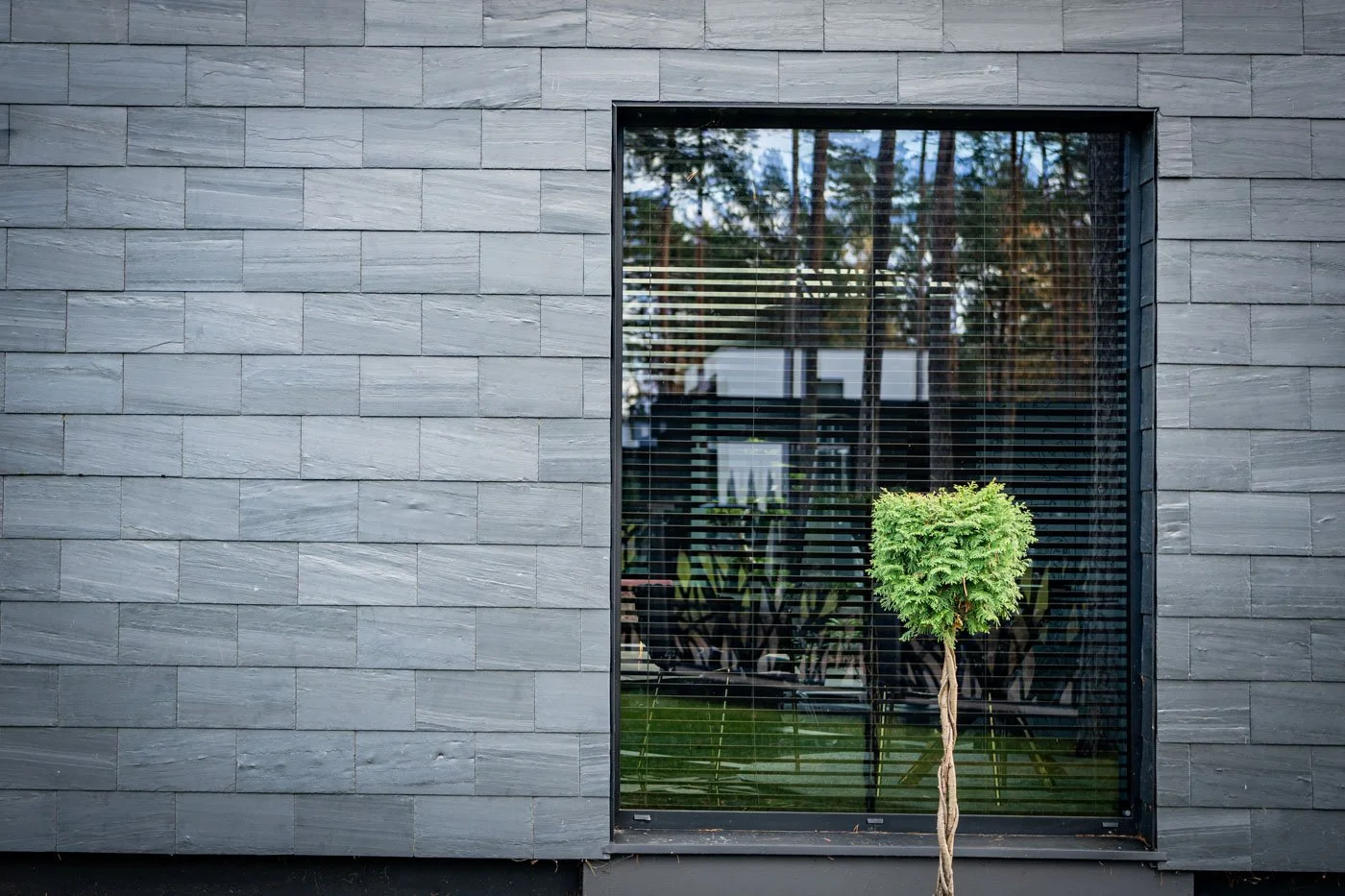 Moderna dzīvojamā māja Ogres rajonā ar alumīnija durvīm un fasāžu sistēmām