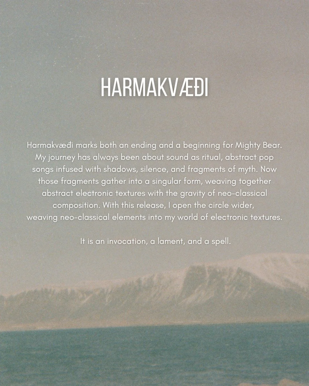 Nokkur orð um Harmakvæði. Skref milli skugga og ljóss.
///
A few word about my upcoming release, Harmakvæði. A step between shadow and light.