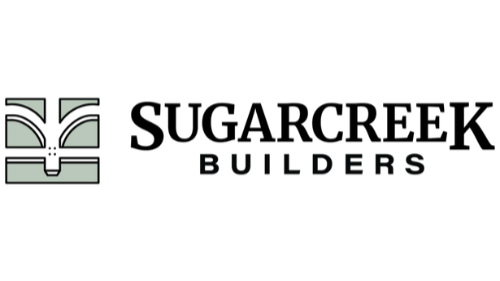 Logo of Sugar Creek Builders with three green arches and black text.