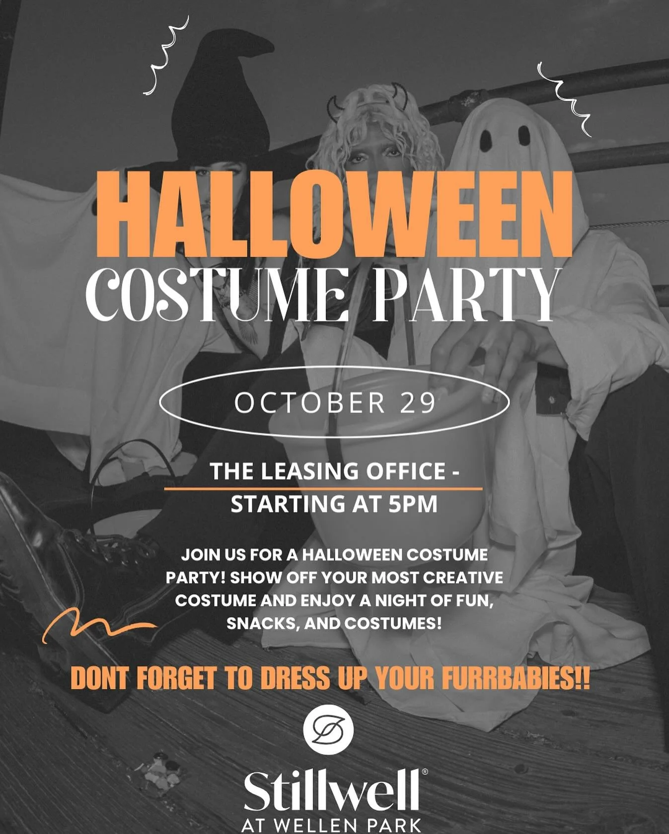 Get ready for some spook-tacular fun &mdash; our Halloween Costume Party is happening this Wednesday, October 29th at 5:00 PM! 

Come dressed in your best costume and don&rsquo;t forget to bring your furry friends &mdash; we&rsquo;ll have treats, tri