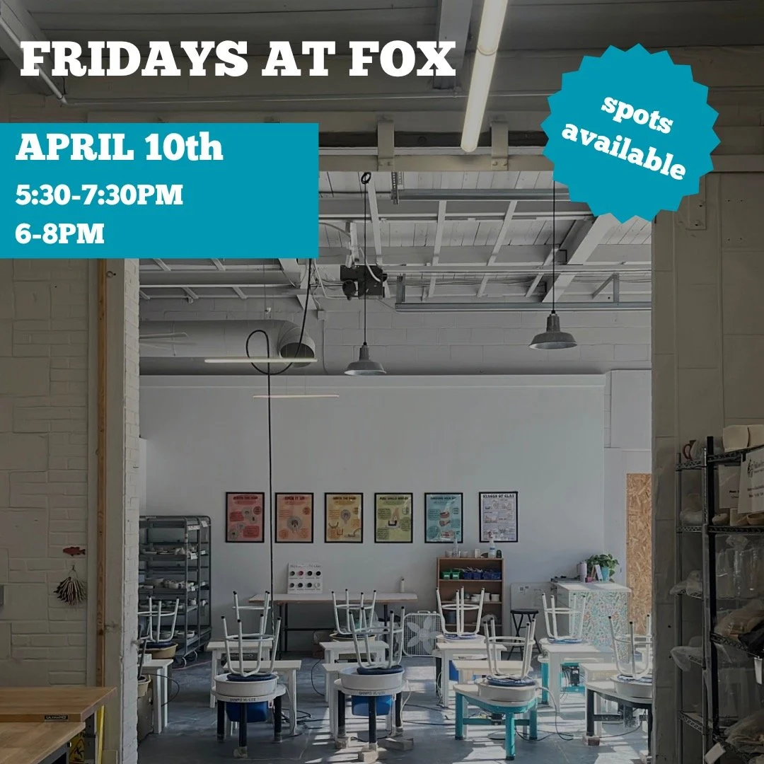 Your weekend plans just dropped! Join us this Friday and every Friday for Fridays at Fox - a 2hr introductory class where we'll show you how to throw on the wheel. Sign up using the link in our bio!